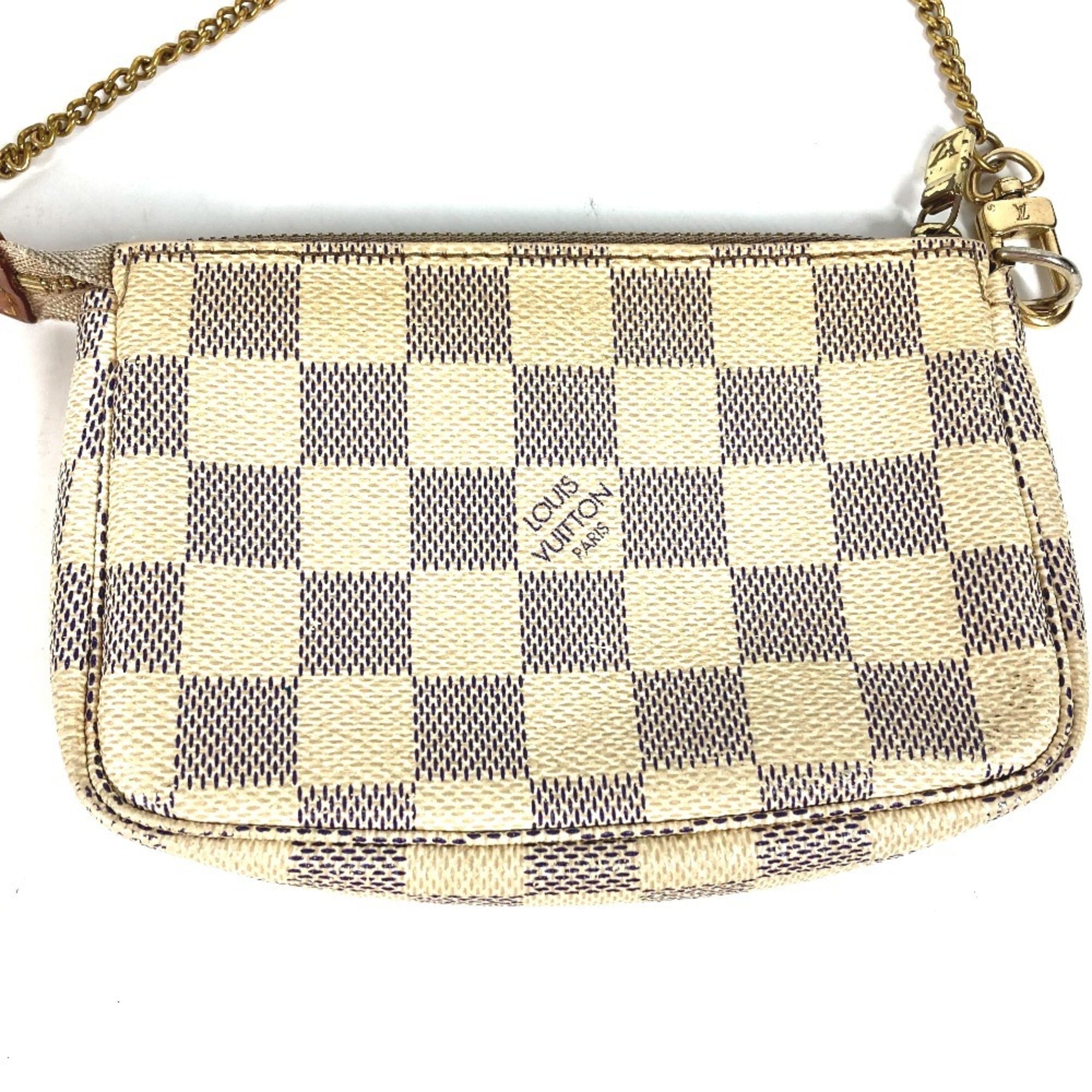 Louis Vuitton White Yellow Damier Azur Handbag Pochette Pouch (Pre-Owned)