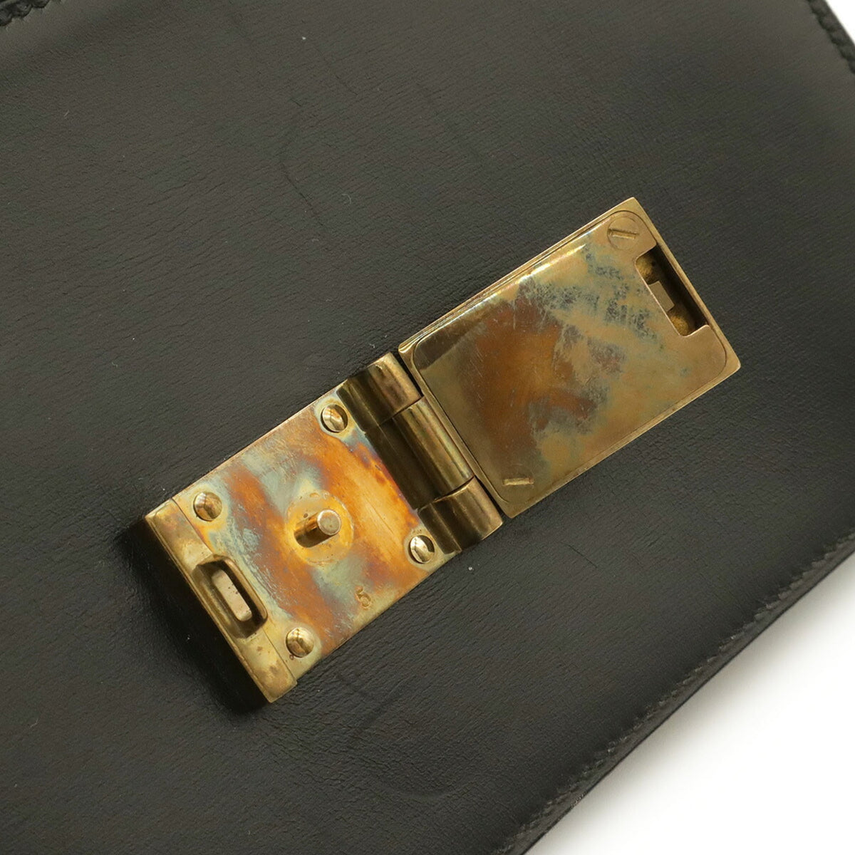 Hermes Black Box Calf Leather Clutch Bag Pochette (Pre-Owned)