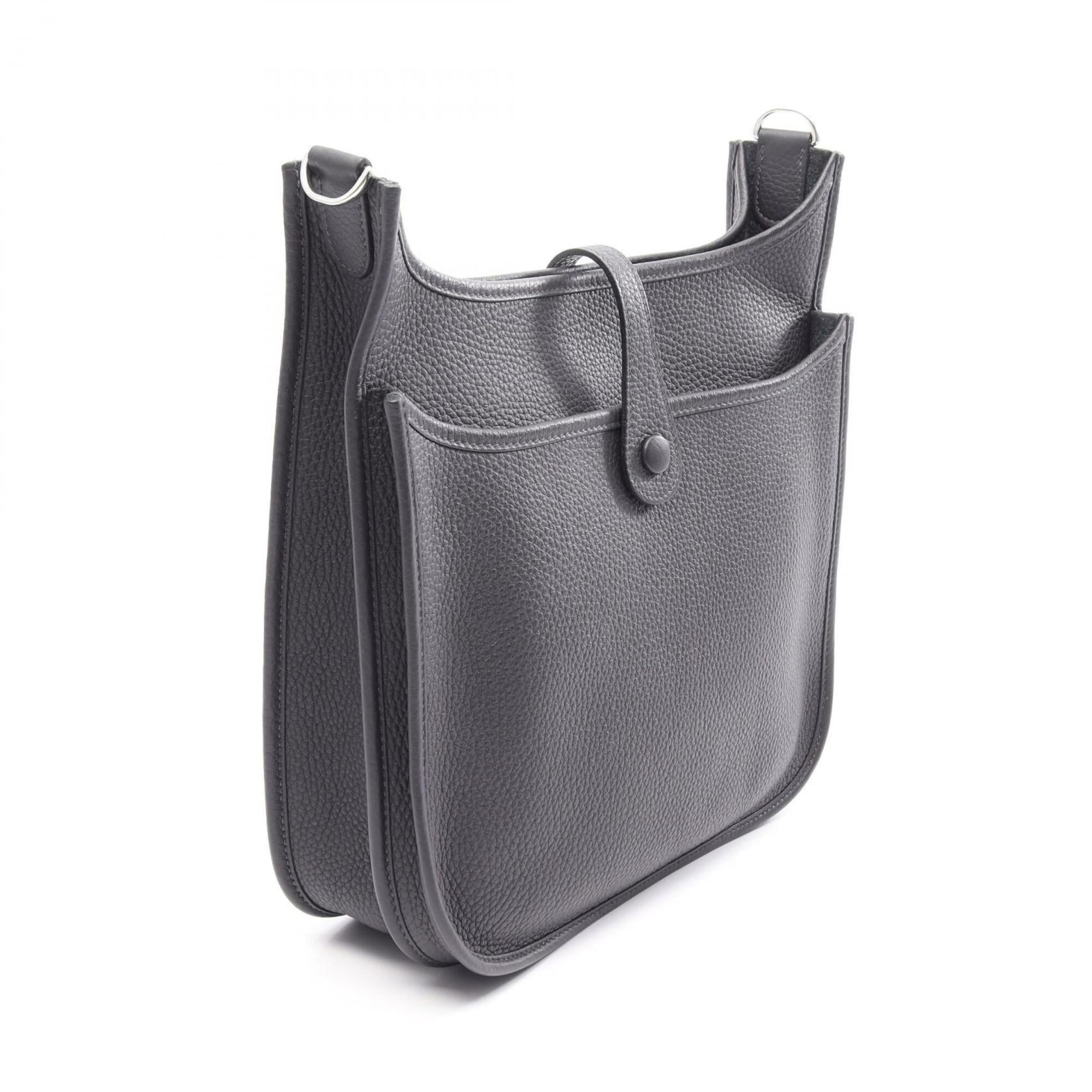 Hermes Gray Taurillon Clemence Leather Handbag Shoulder Bag (Pre-Owned)