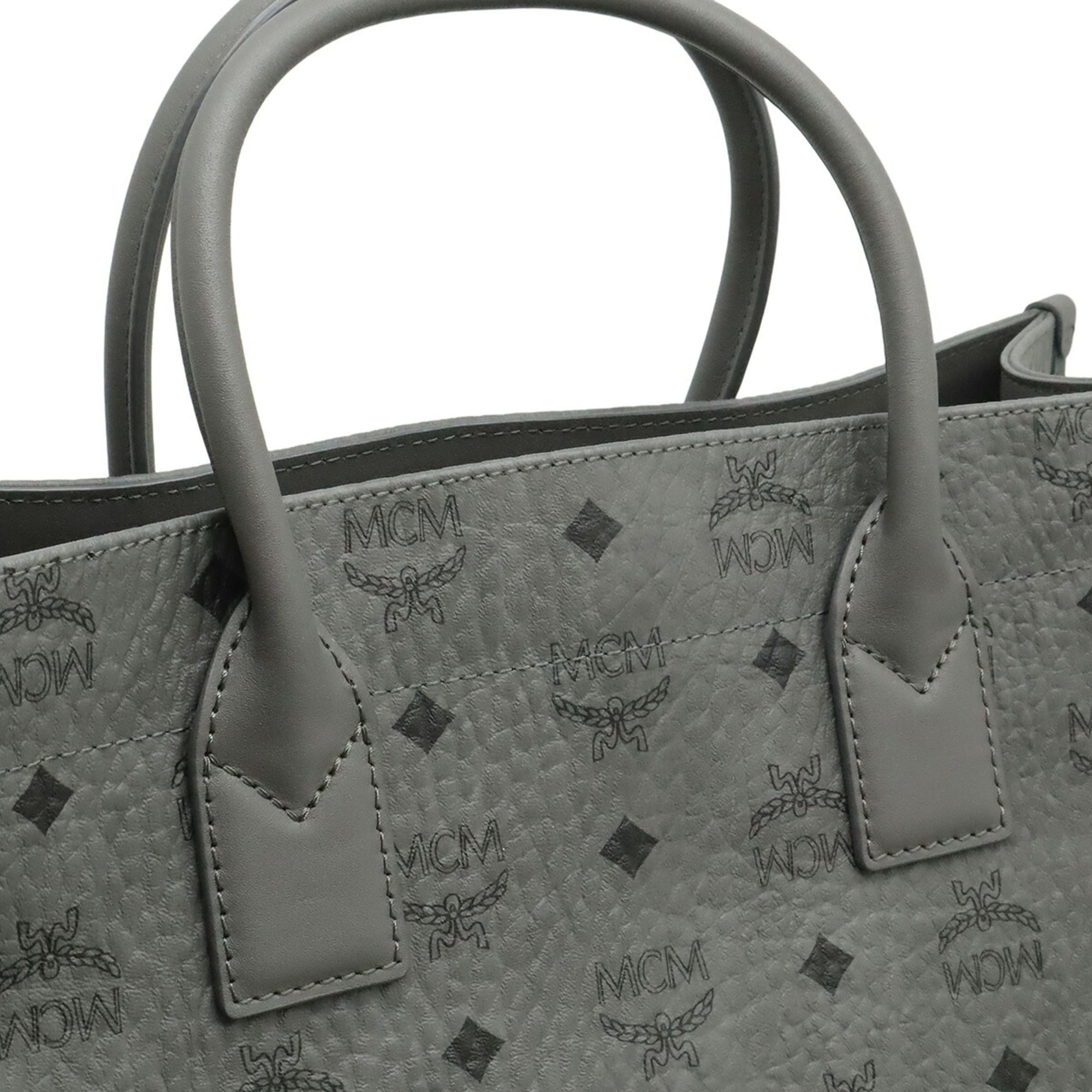 Mcm Black Gray Pvc Leather Handbag Shoulder Bag (Pre-Owned)