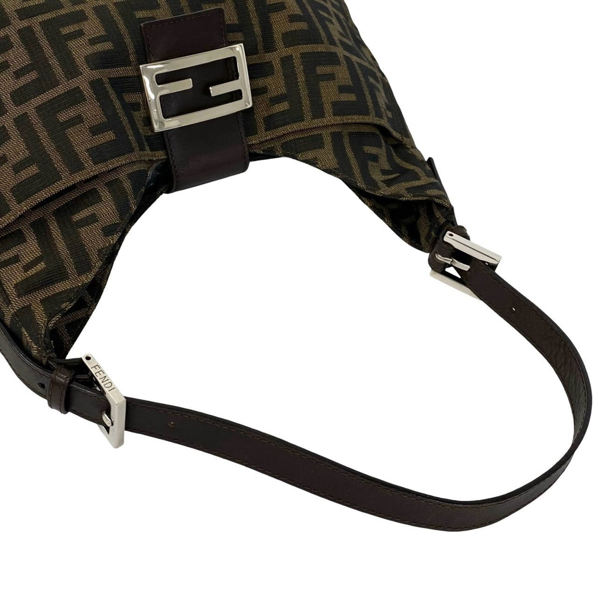 Fendi Black Brown Canvas Leather Handbag Shoulder Bag (Pre-Owned)