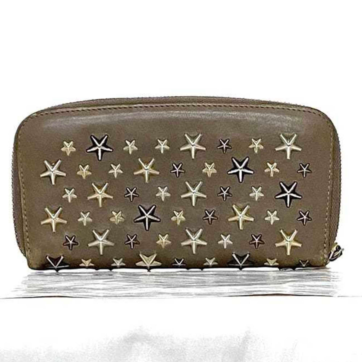 Jimmy Choo Beige Leather Long Wallet (Bi-Fold) (Pre-Owned)