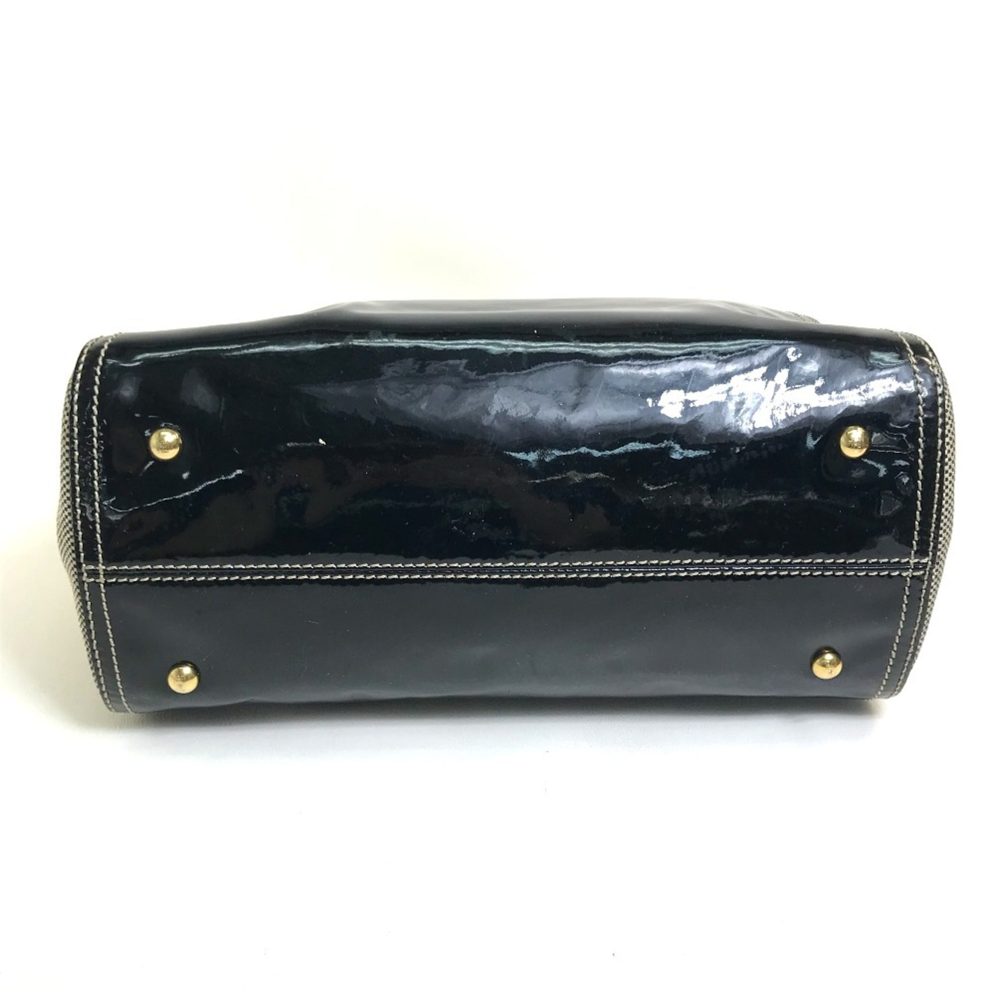 Fendi Chameleon Black Canvas Patent Leather Handbag Shoulder Bag (Pre-Owned)