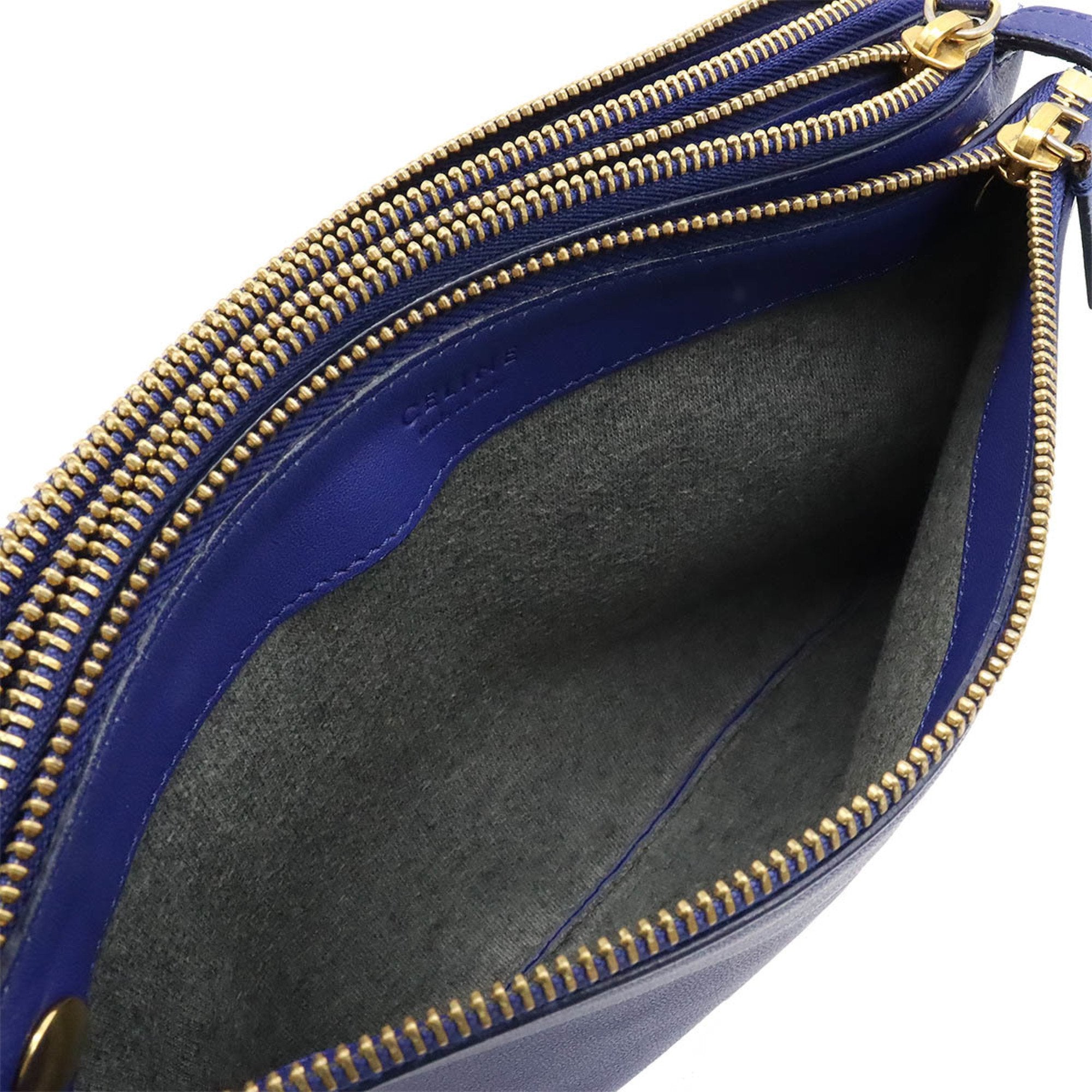 Celine Blue Leather Pochette Pouch Shoulder Bag (Pre-Owned)