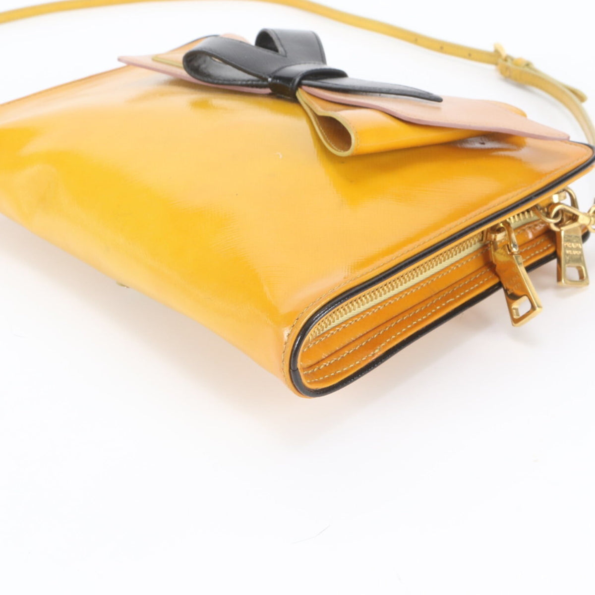 Prada Yellow Leather Crossbody Bag Shoulder Bag (Pre-Owned)