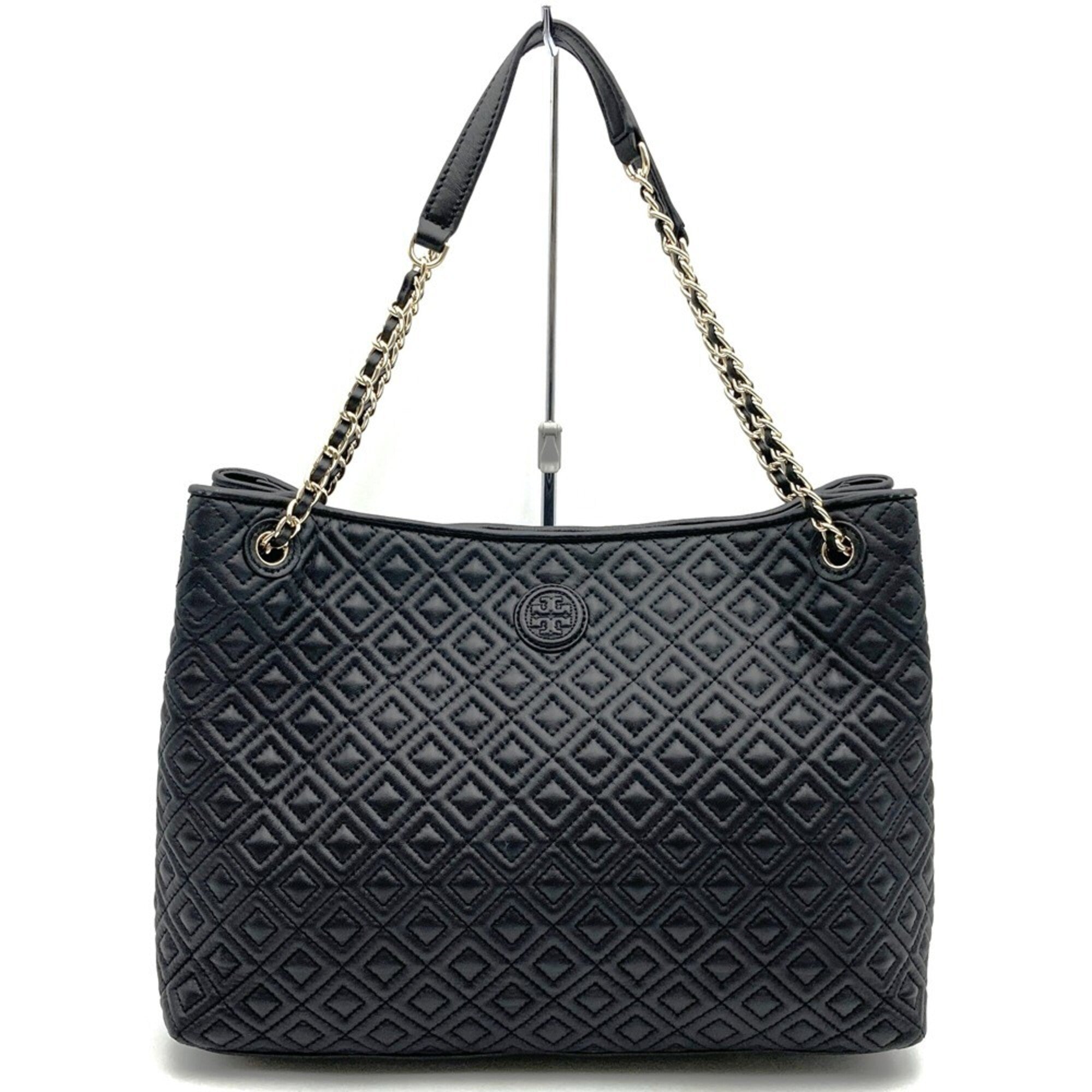 Tory Burch Black Leather Shoulder Bag Tote Bag (Pre-Owned)
