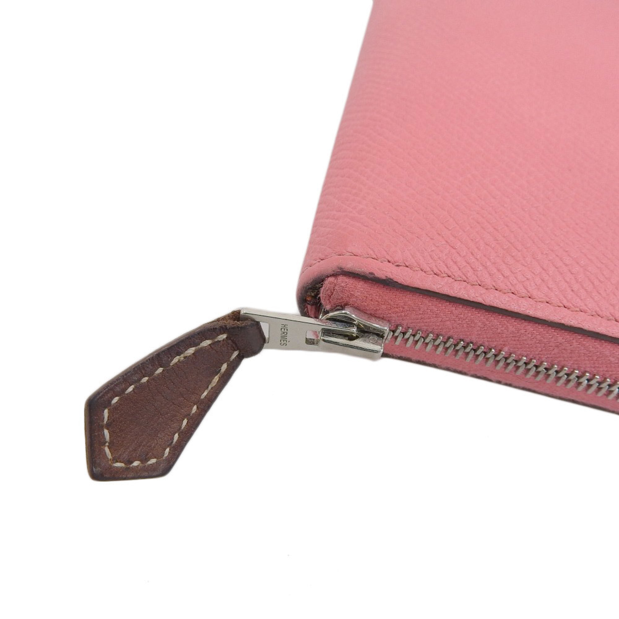 Hermes Silk'in Pink Rose Azalee Epsom Leather Long Wallet (Bi-Fold) (Pre-Owned)
