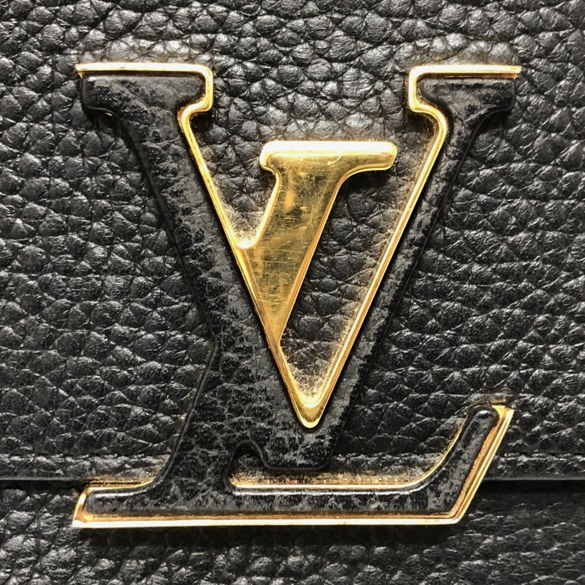 Louis Vuitton Black Leather Long Wallet (Bi-Fold) (Pre-Owned)