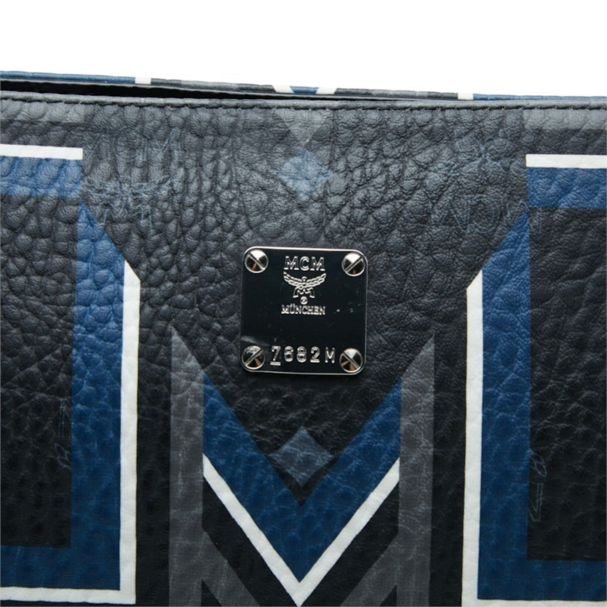 Mcm Black Blue Gray Leather Clutch Bag (Pre-Owned)