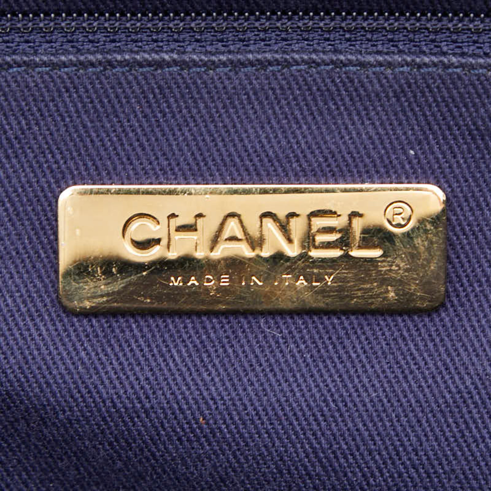 Chanel Navy Grained Calfskin Shoulder Bag Vanity Bag (Pre-Owned)