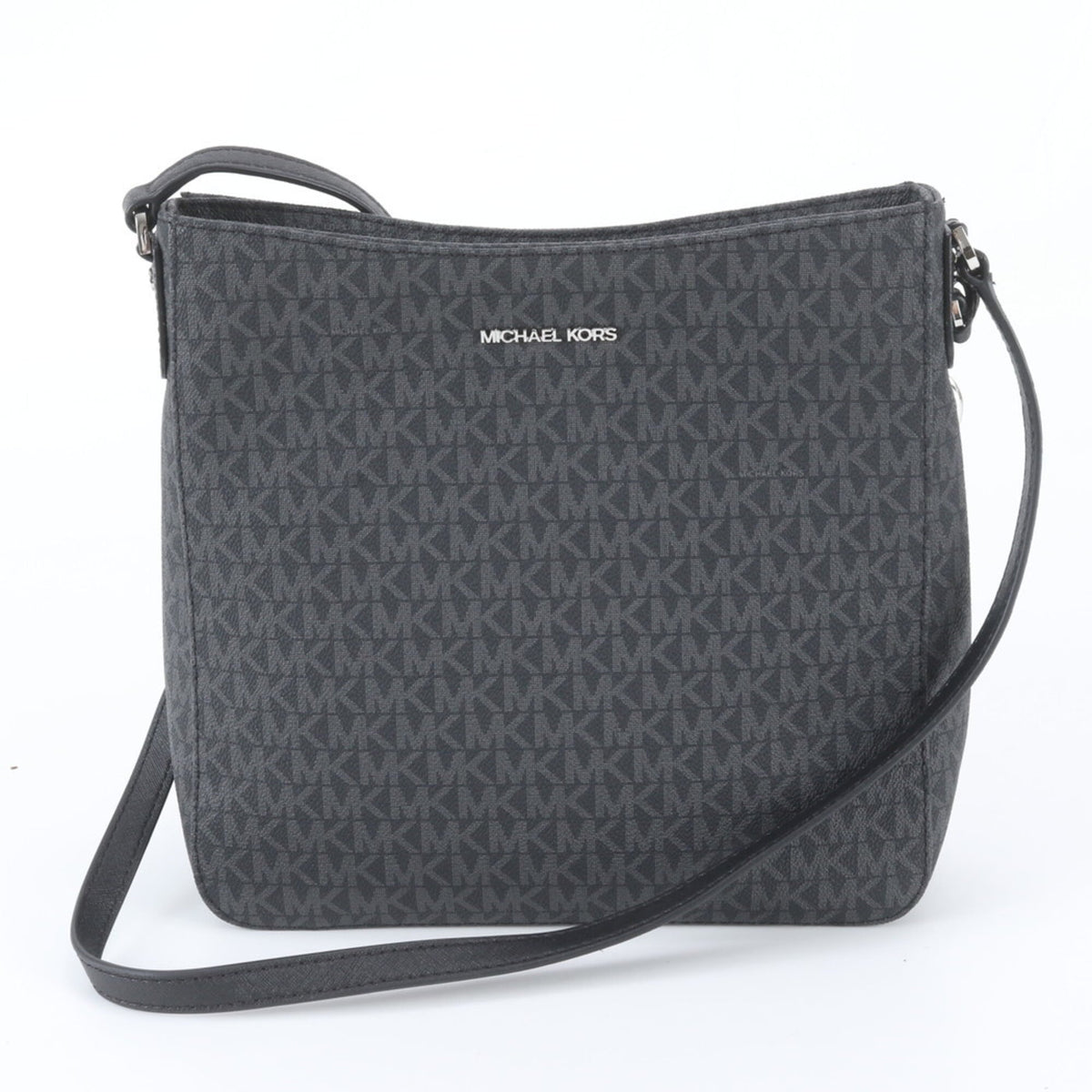 Michael Kors Black Leather Coated Canvas Crossbody Bag Shoulder Bag (Pre-Owned)