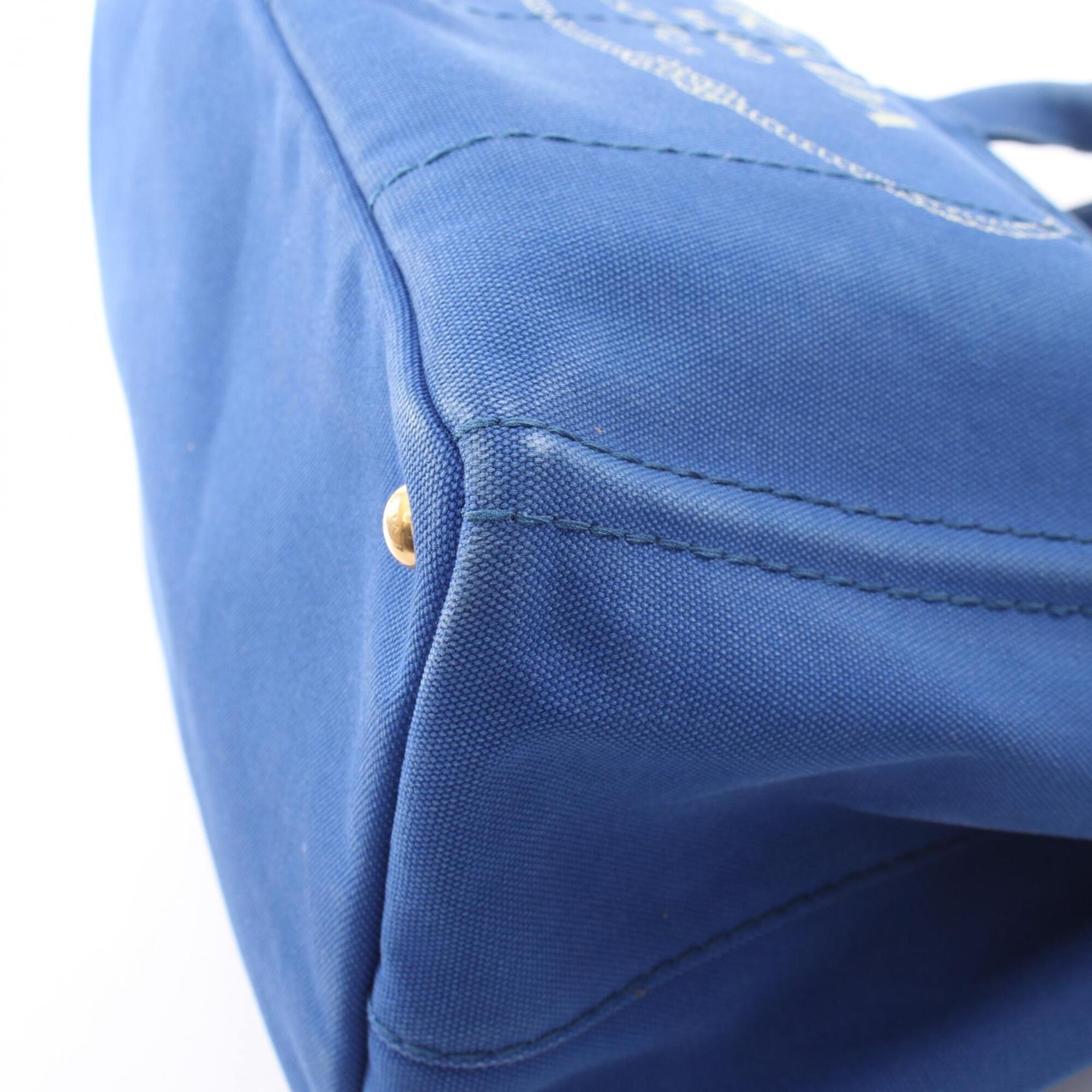 Prada Blue Canvas Handbag Tote Bag (Pre-Owned)