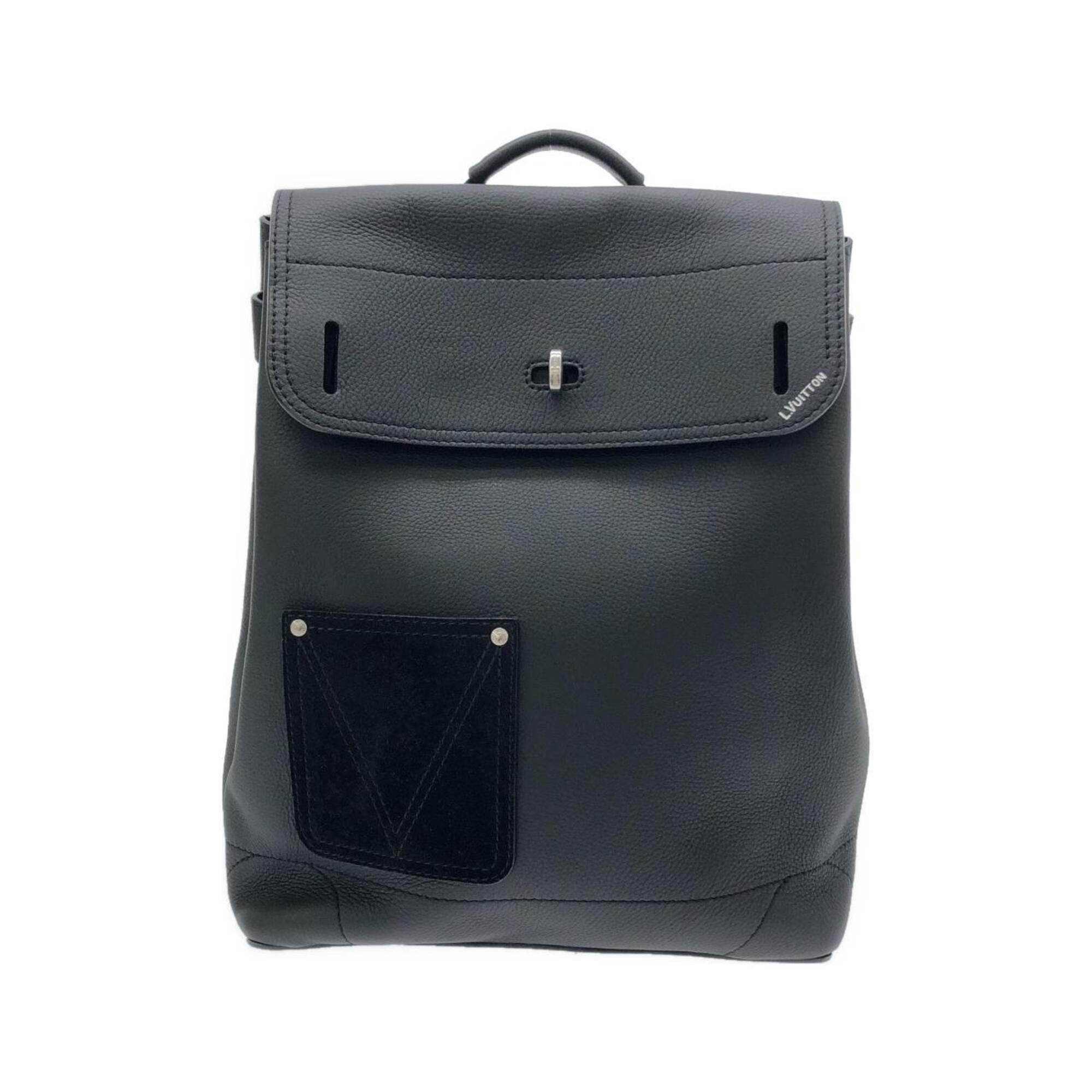 Louis Vuitton Black Suede Leather Backpack (Pre-Owned)