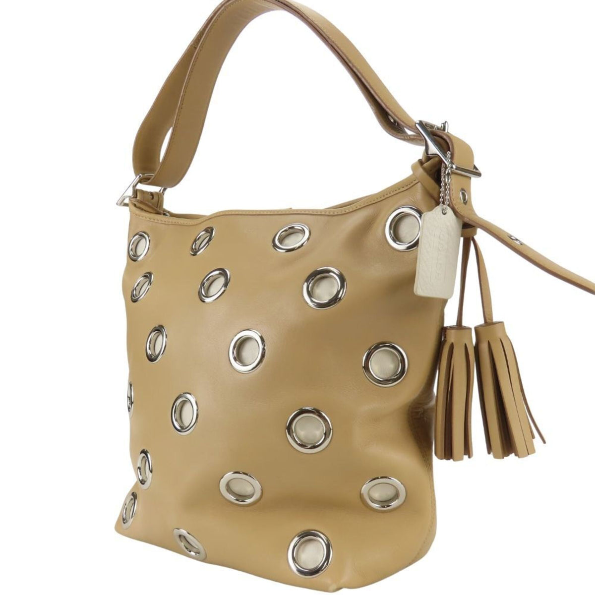 Coach Beige Leather Shoulder Bag (Pre-Owned)