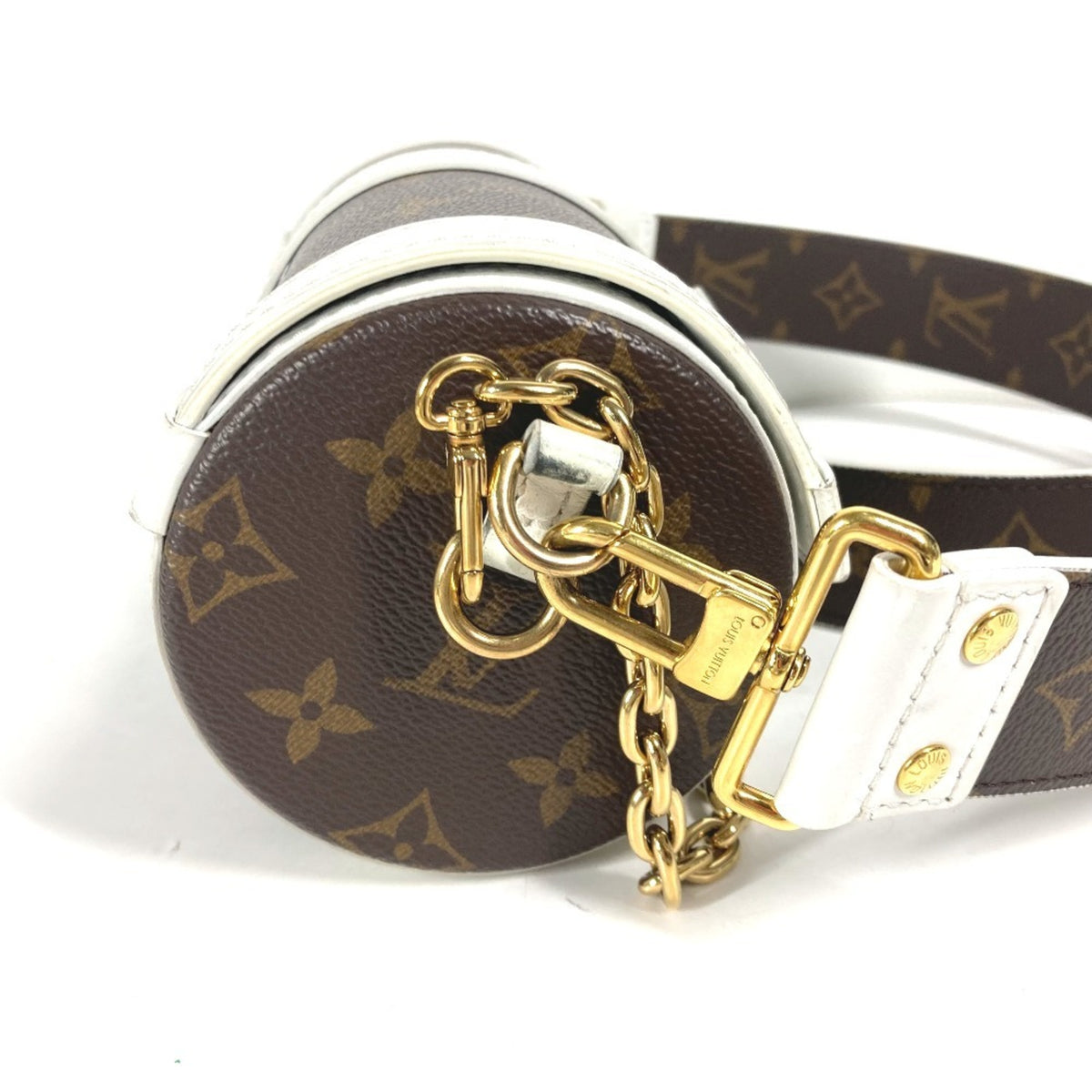 Louis Vuitton Brown White Monogram Canvas Pouch Shoulder Bag (Pre-Owned)