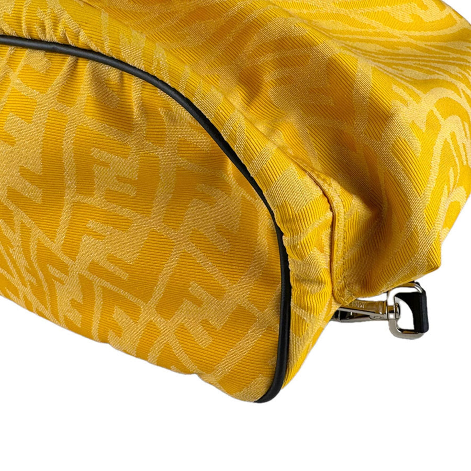 Fendi Black Yellow Nylon Leather Backpack (Pre-Owned)