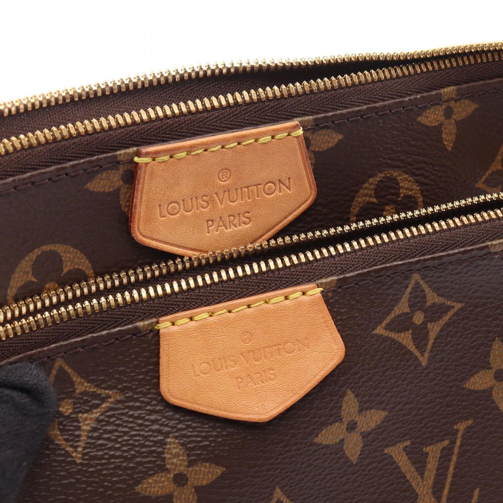 Louis Vuitton Monogram Brown Pink Coated Canvas Leather Pochette Shoulder Bag (Pre-Owned)
