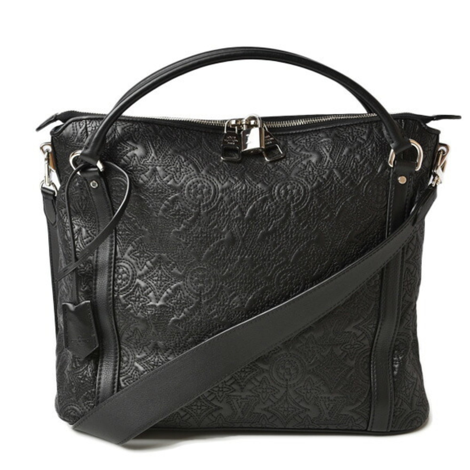 Louis Vuitton Monogram Antheia Black Silver Leather Handbag Shoulder Bag (Pre-Owned)