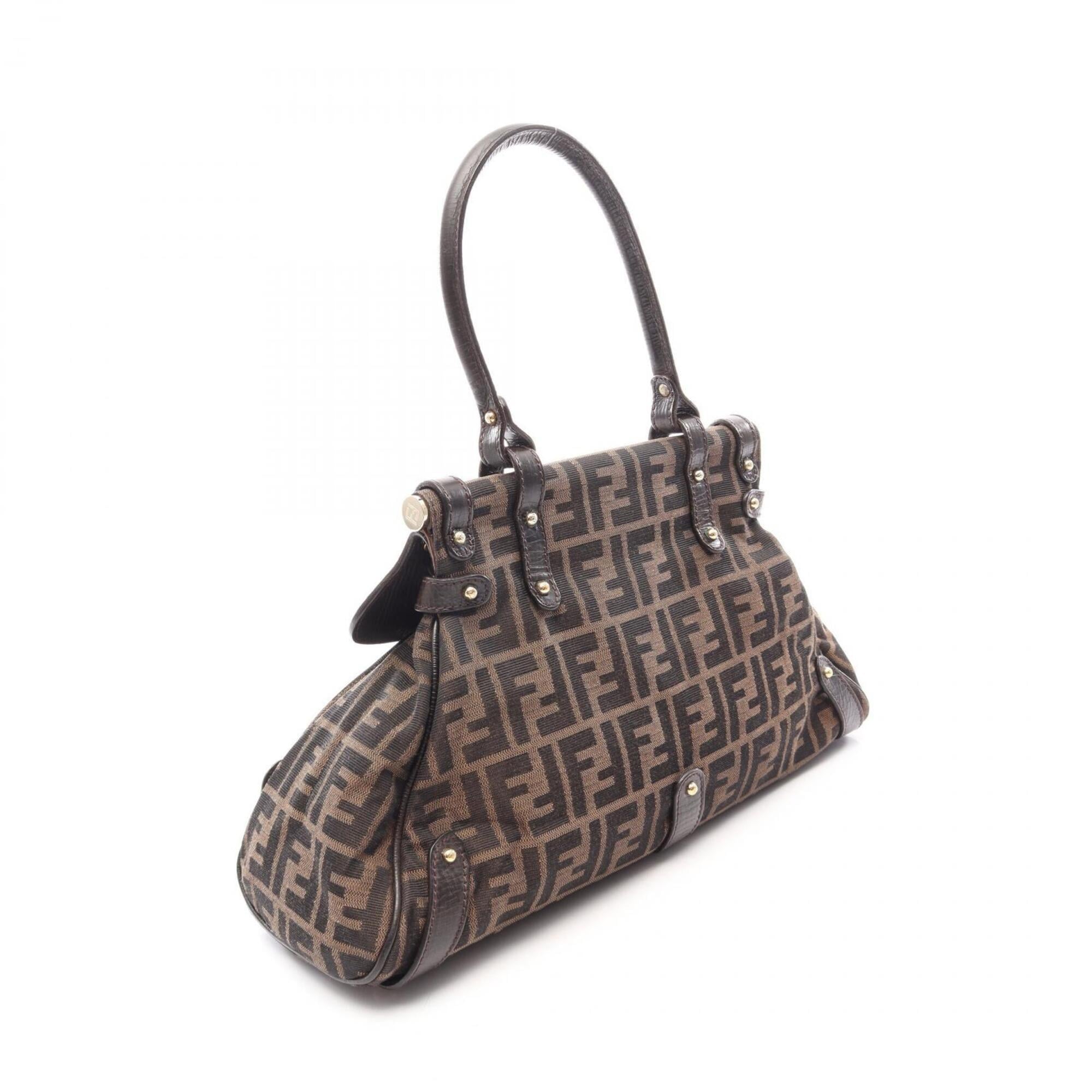 Fendi Brown Canvas Leather Handbag (Pre-Owned)