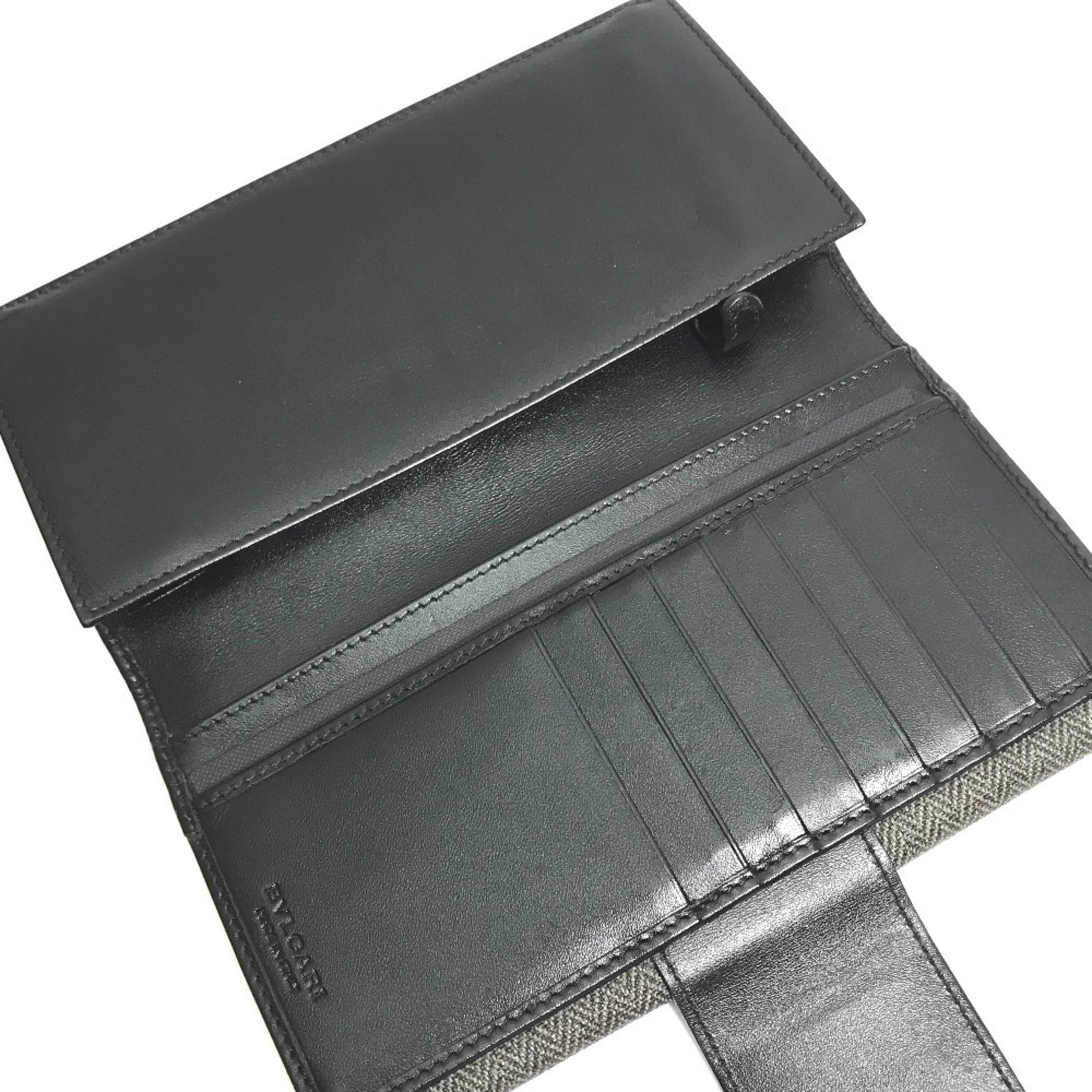 Bvlgari Gray Pvc Leather Long Wallet (Bi-Fold) (Pre-Owned)