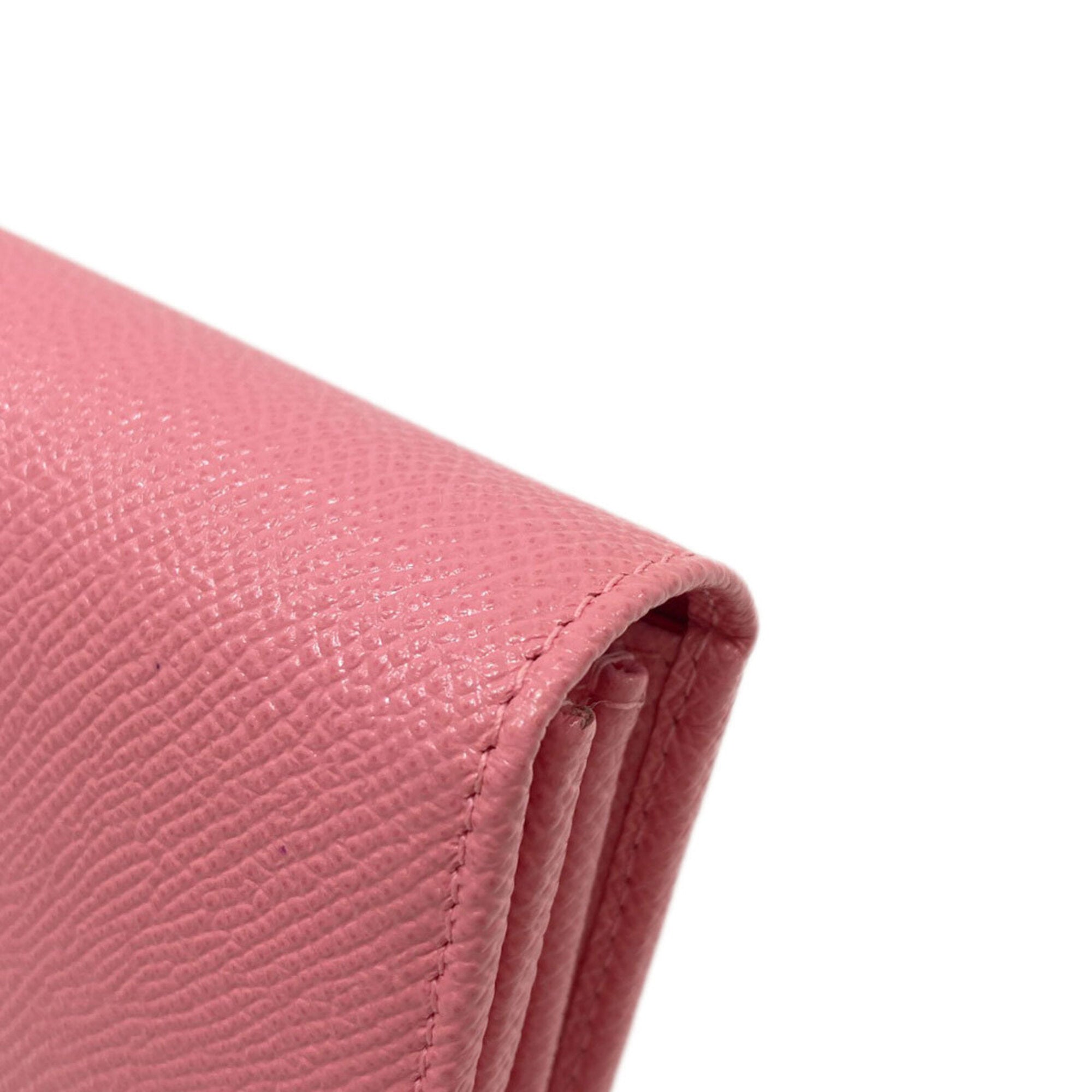 Bvlgari Pink Leather Long Wallet (Bi-Fold) (Pre-Owned)