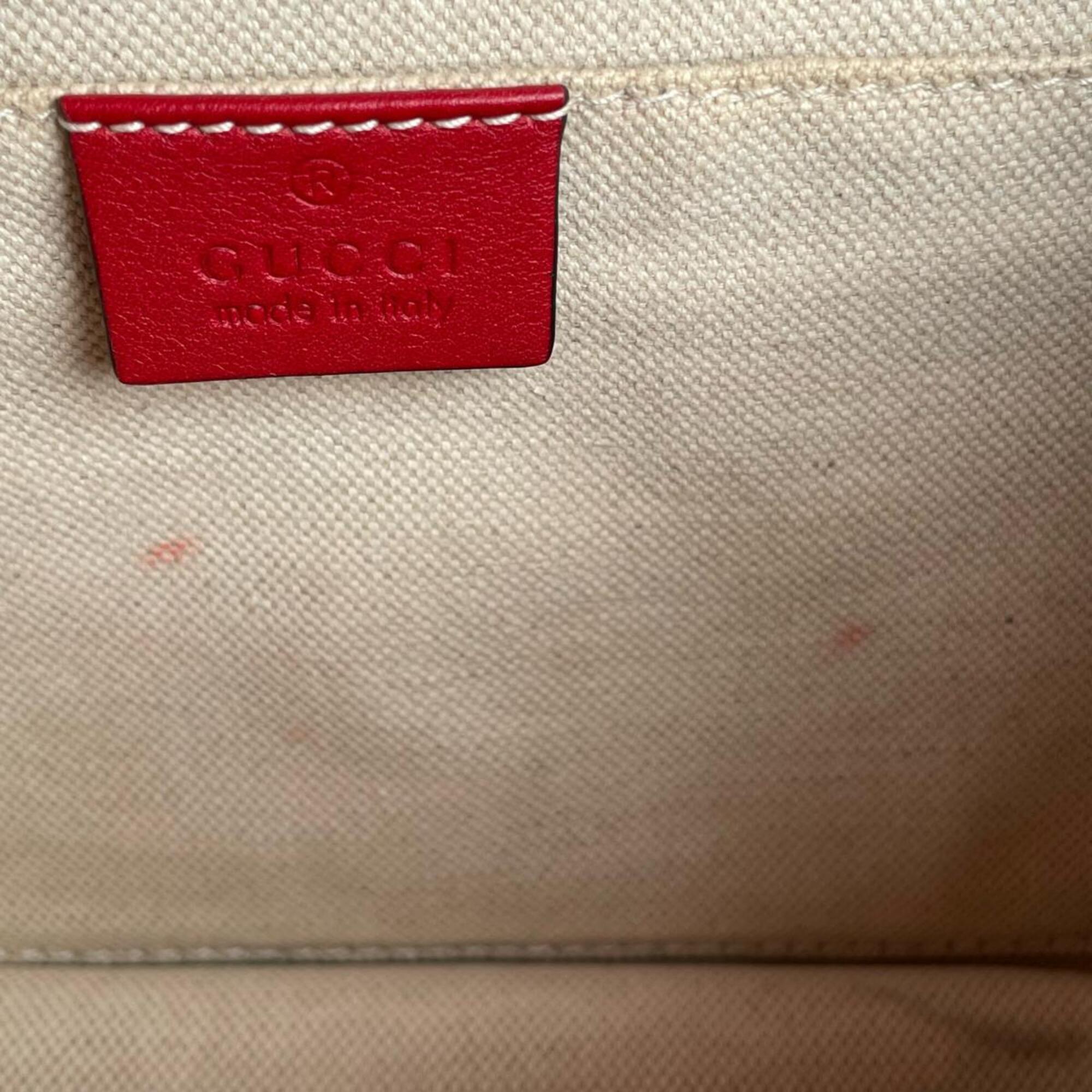 Gucci Red Color Leather Handbag Shoulder Bag (Pre-Owned)