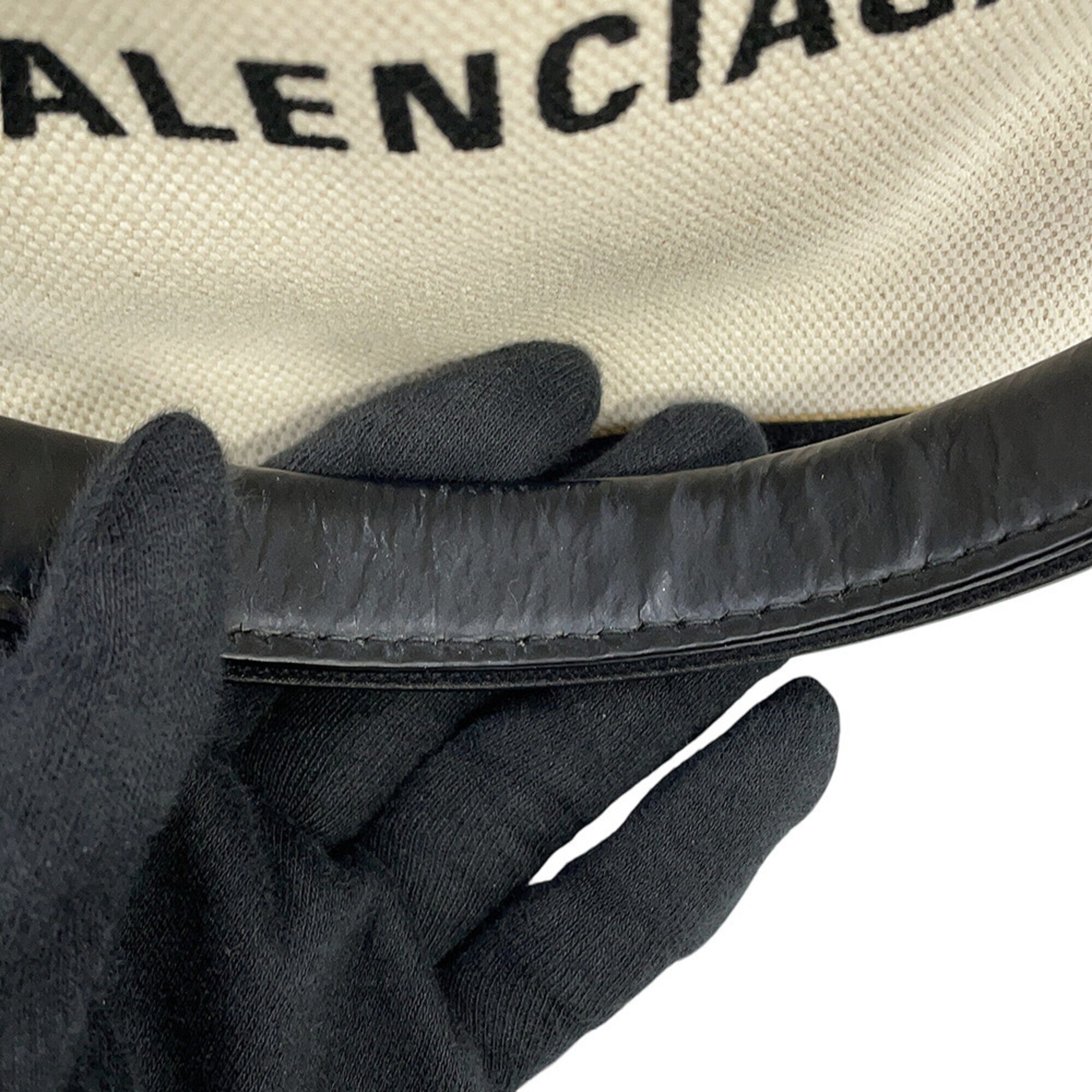 Balenciaga Black White Canvas Leather Handbag Pouch (Pre-Owned)