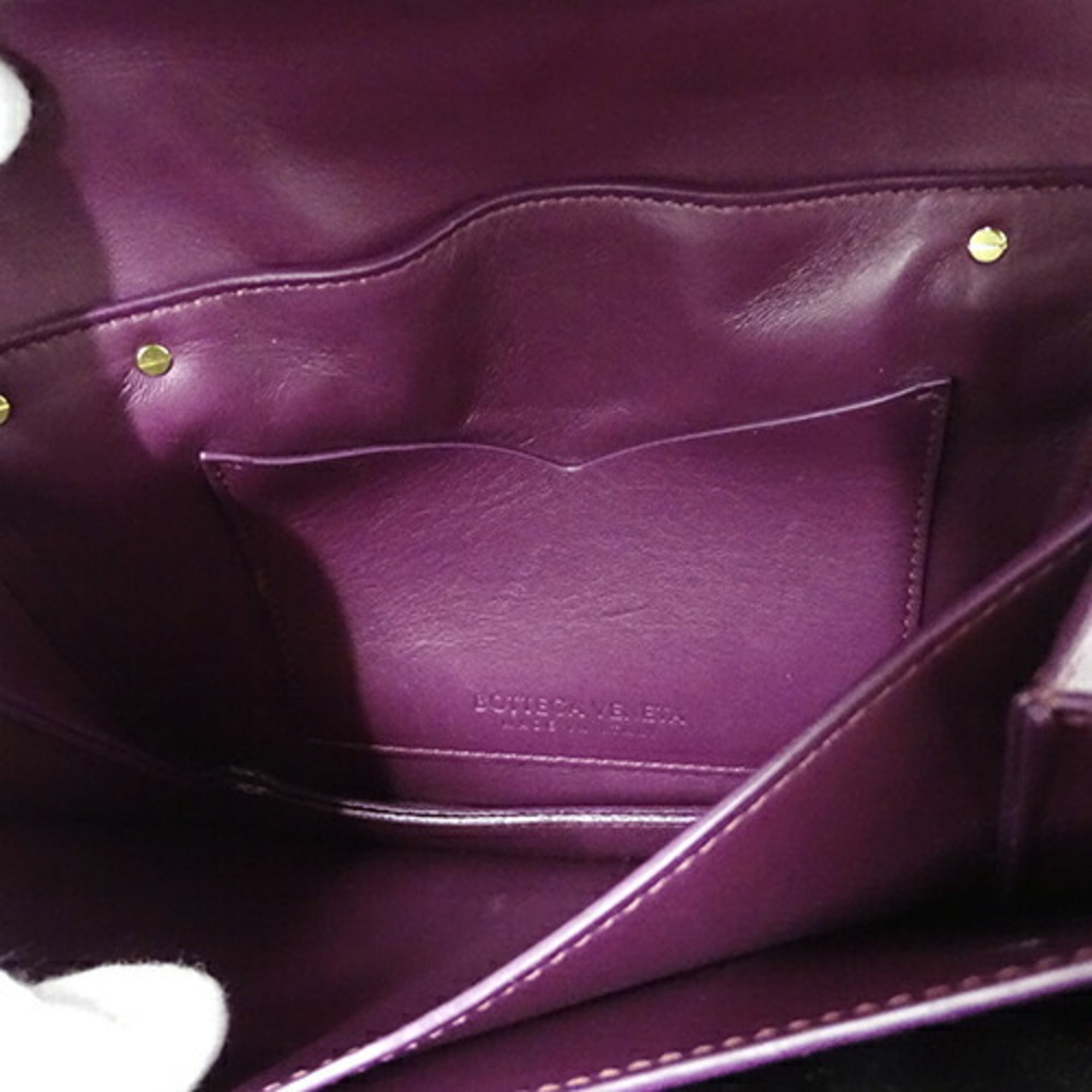 Bottega Veneta Purple Leather Handbag Shoulder Bag (Pre-Owned)