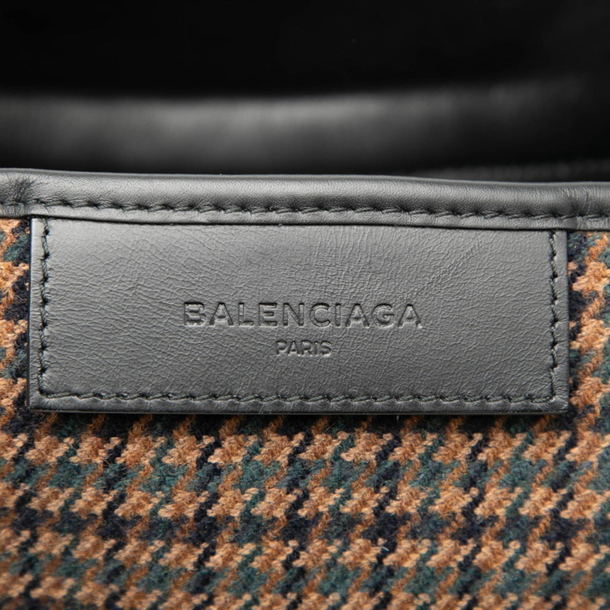 Balenciaga Brown Wool Leather Handbag Pouch Tote Bag (Pre-Owned)