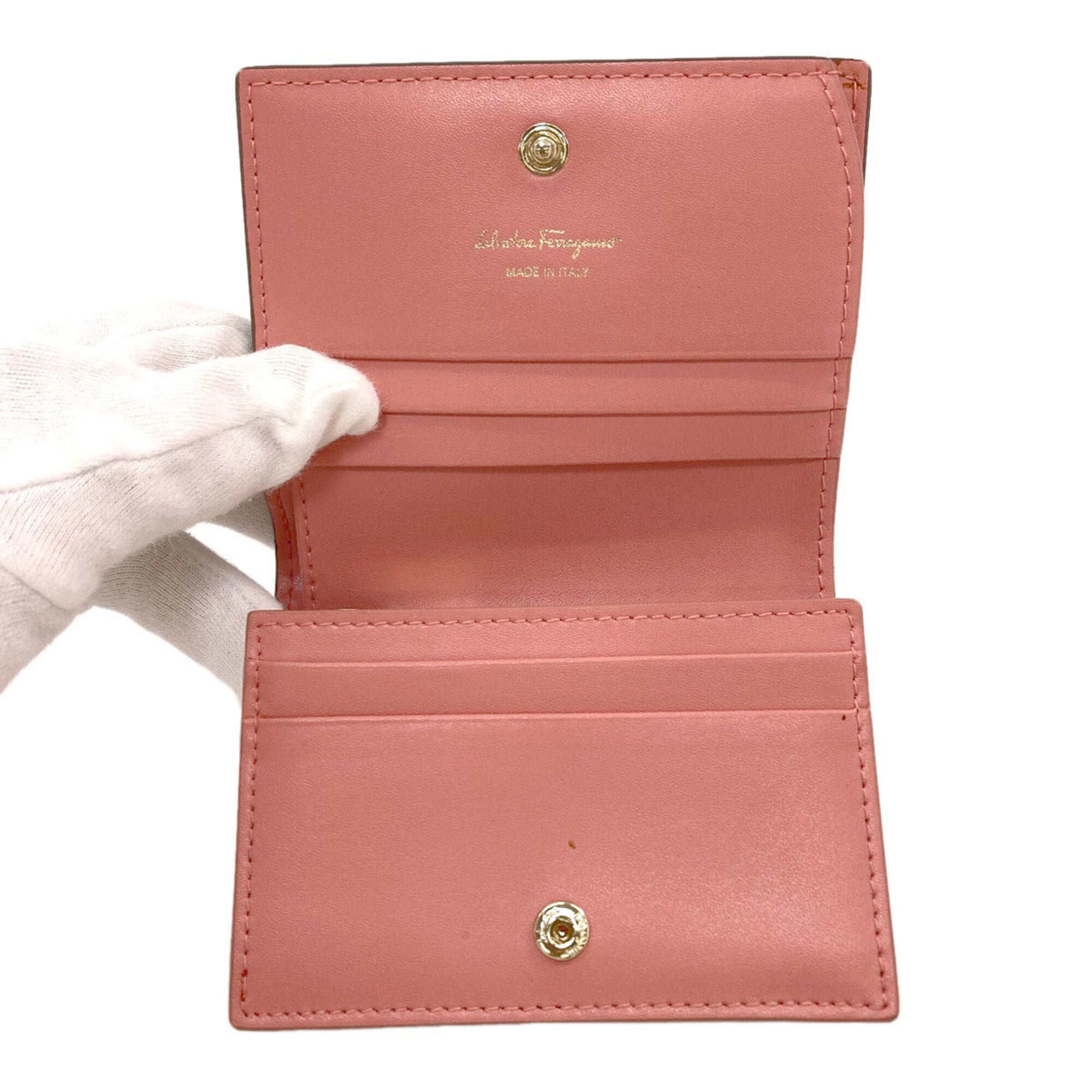 Salvatore Ferragamo Brown Pink Leather Wallet (Bi-Fold) (Pre-Owned)