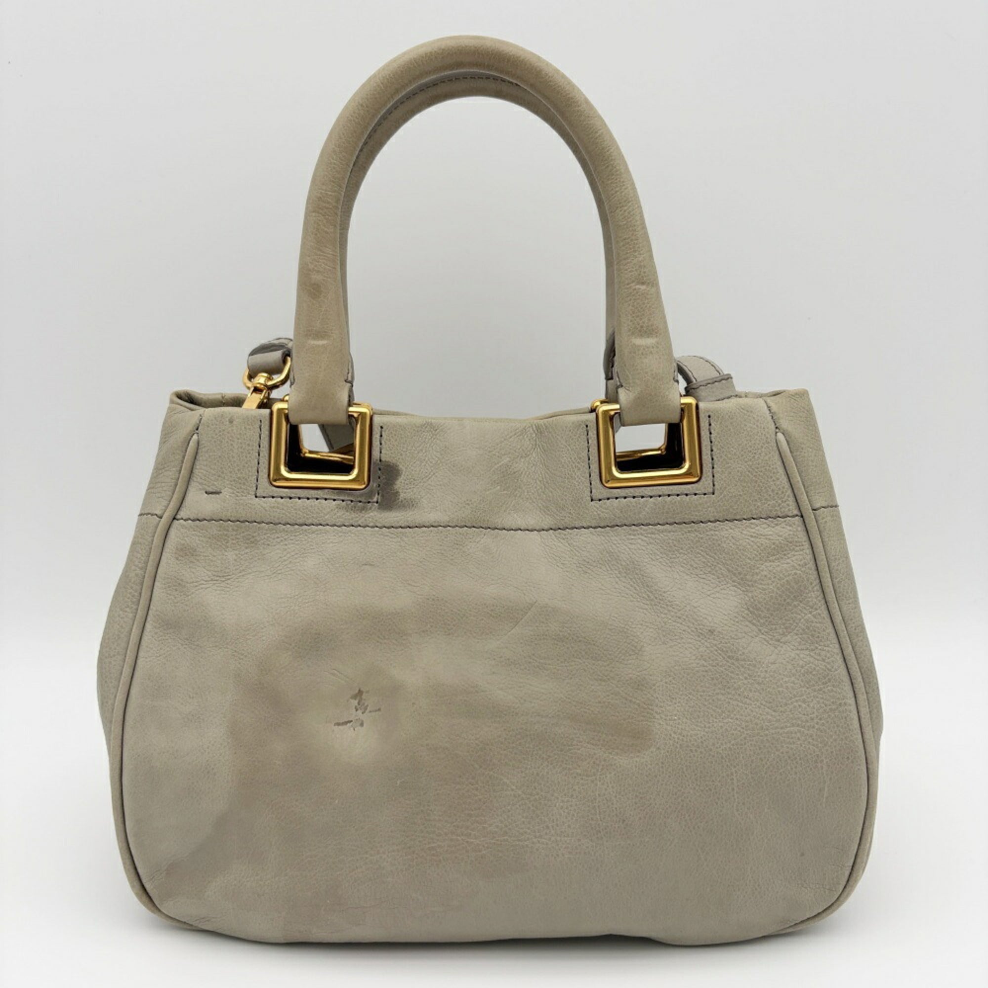 Prada Grayish Leather Handbag Shoulder Bag (Pre-Owned)