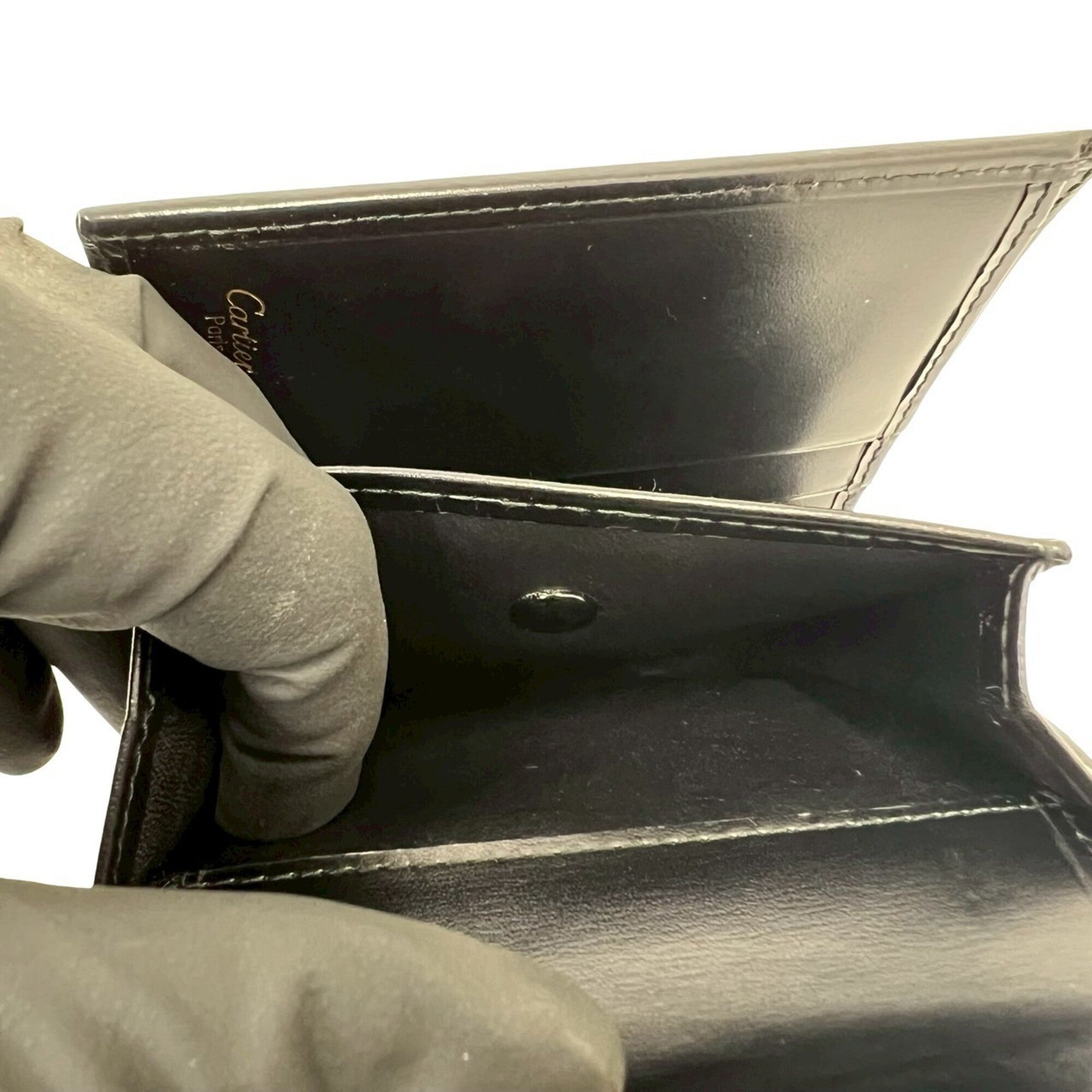 Cartier Black Leather Wallet (Tri-Fold) (Pre-Owned)
