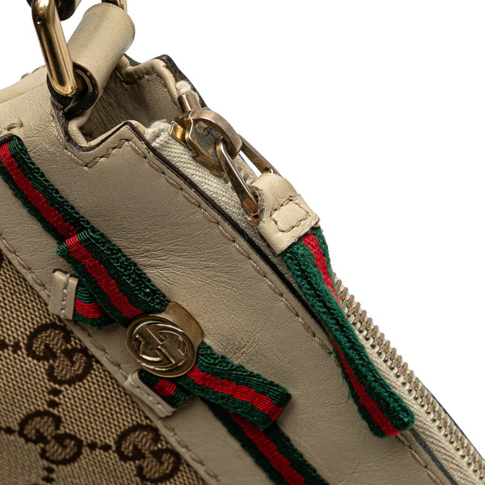 Gucci Gg Canvas Beige Gg Canvas Leather Shoulder Bag (Pre-Owned)