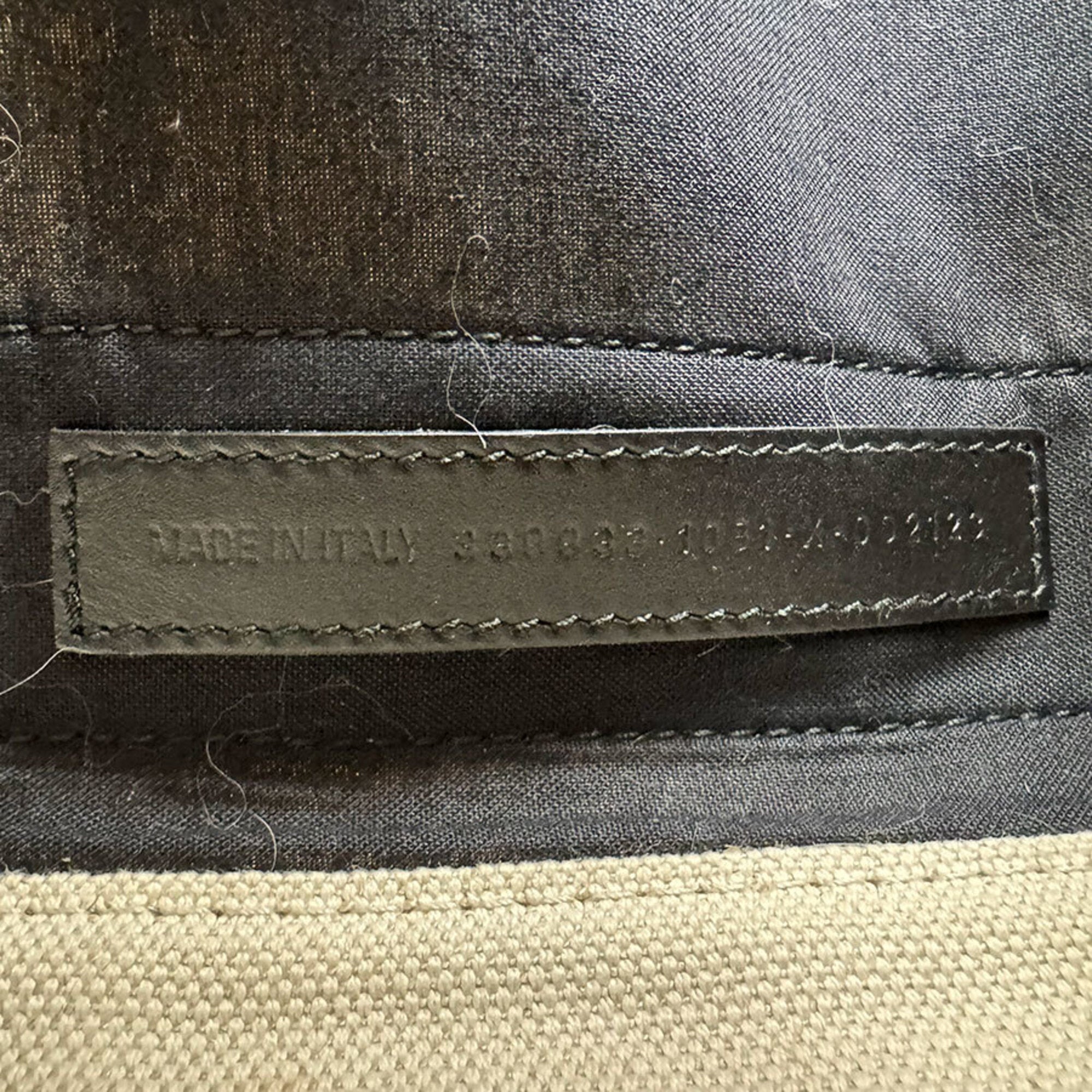 Balenciaga Black Ivory Canvas Leather Handbag (Pre-Owned)