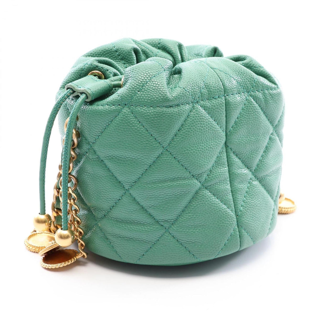 Chanel Green Grained Calfskin Handbag Shoulder Bag (Pre-Owned)