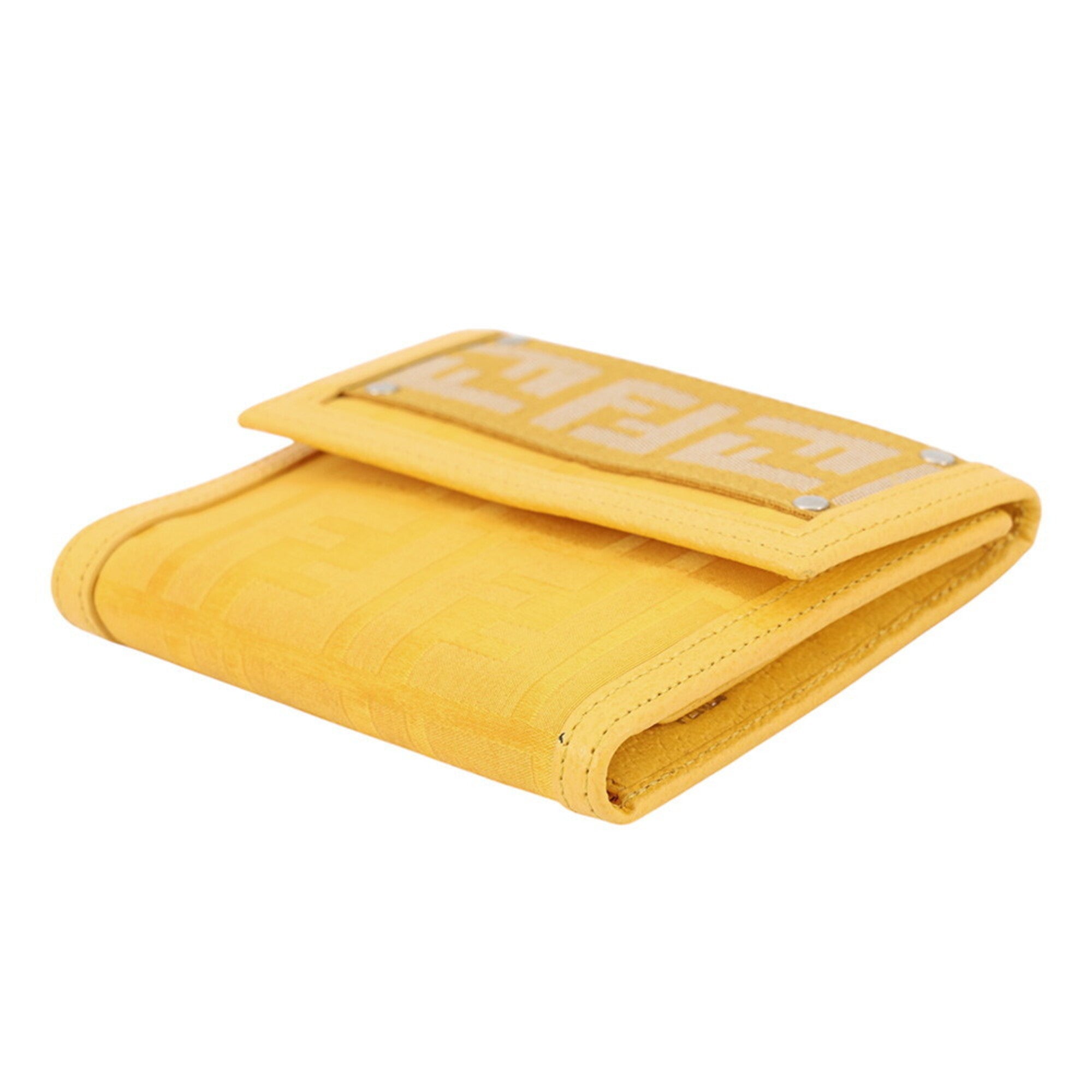 Fendi Zucca Yellow Nylon Canvas Leather Wallet (Tri-Fold) (Pre-Owned)