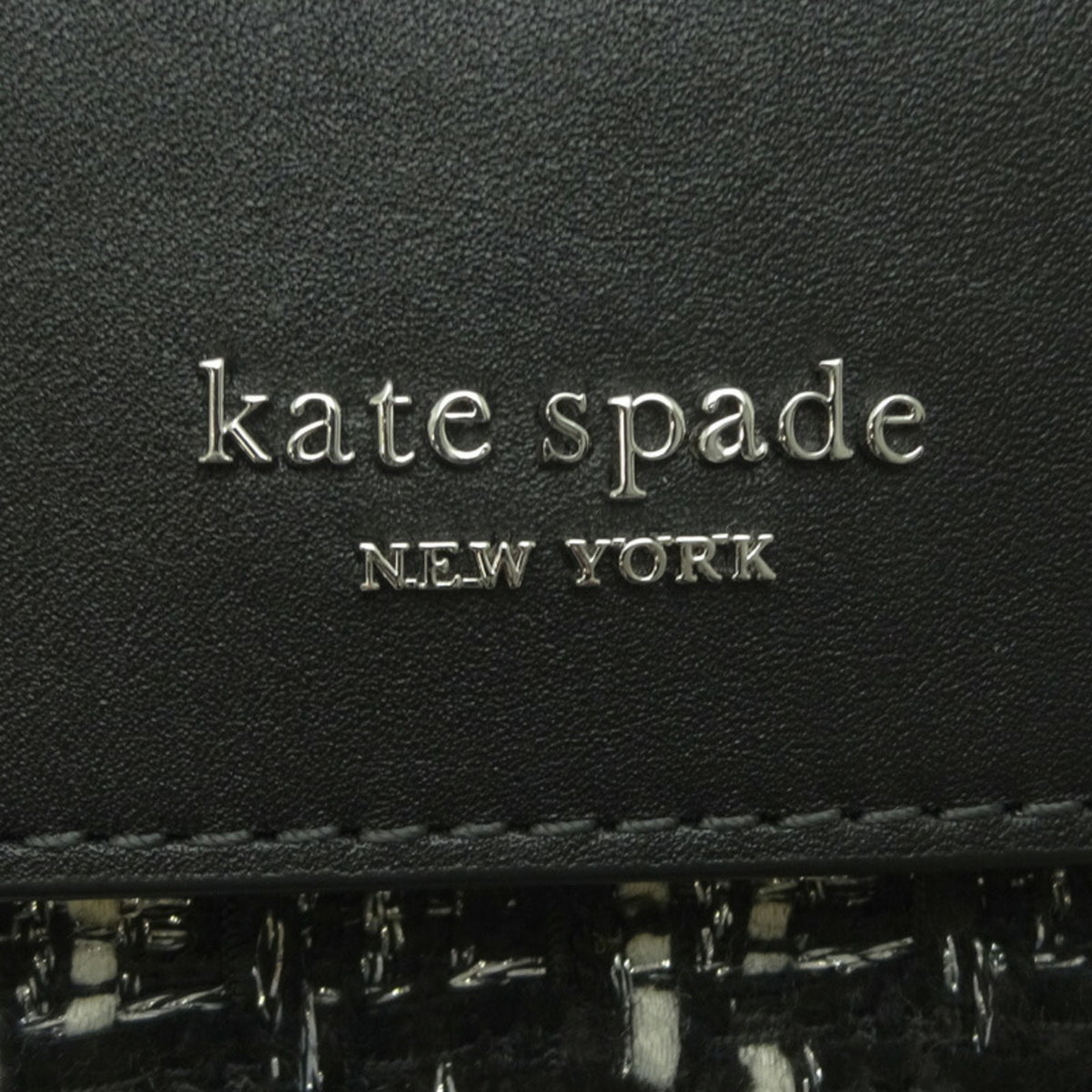 Kate Spade Black White Tweed Leather Shoulder Bag (Pre-Owned)