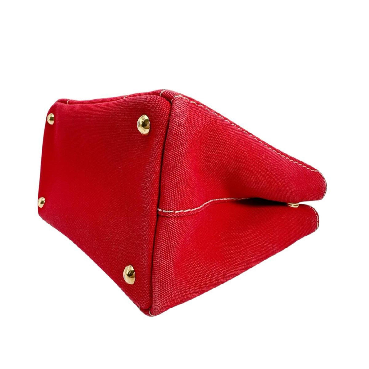 Prada Red Color Canvas Tote Bag (Pre-Owned)