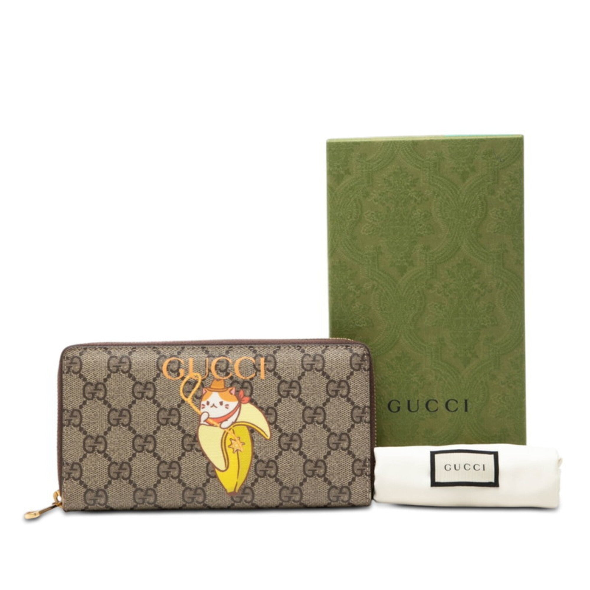Gucci Brown Yellow Pvc Leather Long Wallet (Bi-Fold) (Pre-Owned)