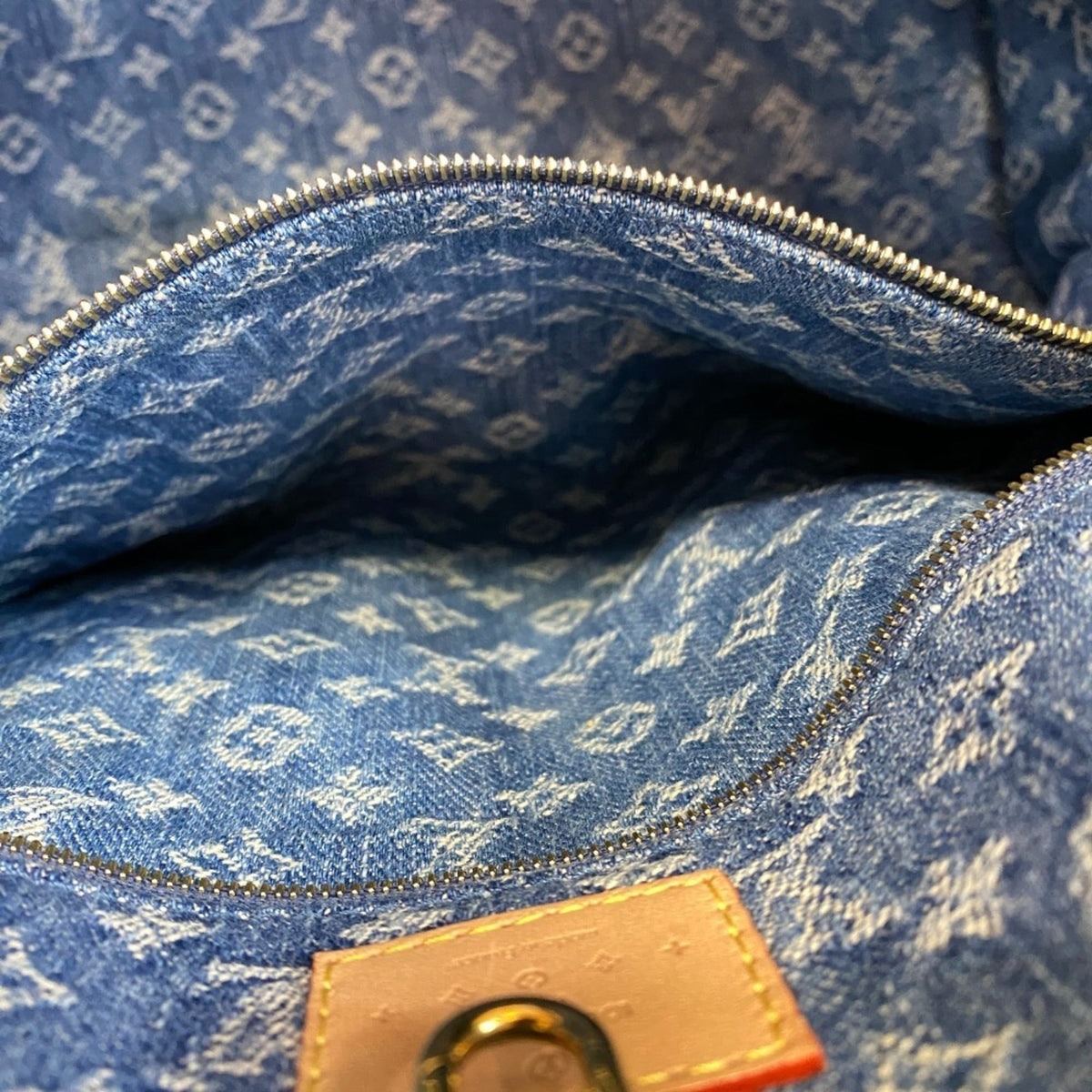 Louis Vuitton Blue Monogram Denim Leather Shoulder Bag Tote Bag (Pre-Owned)
