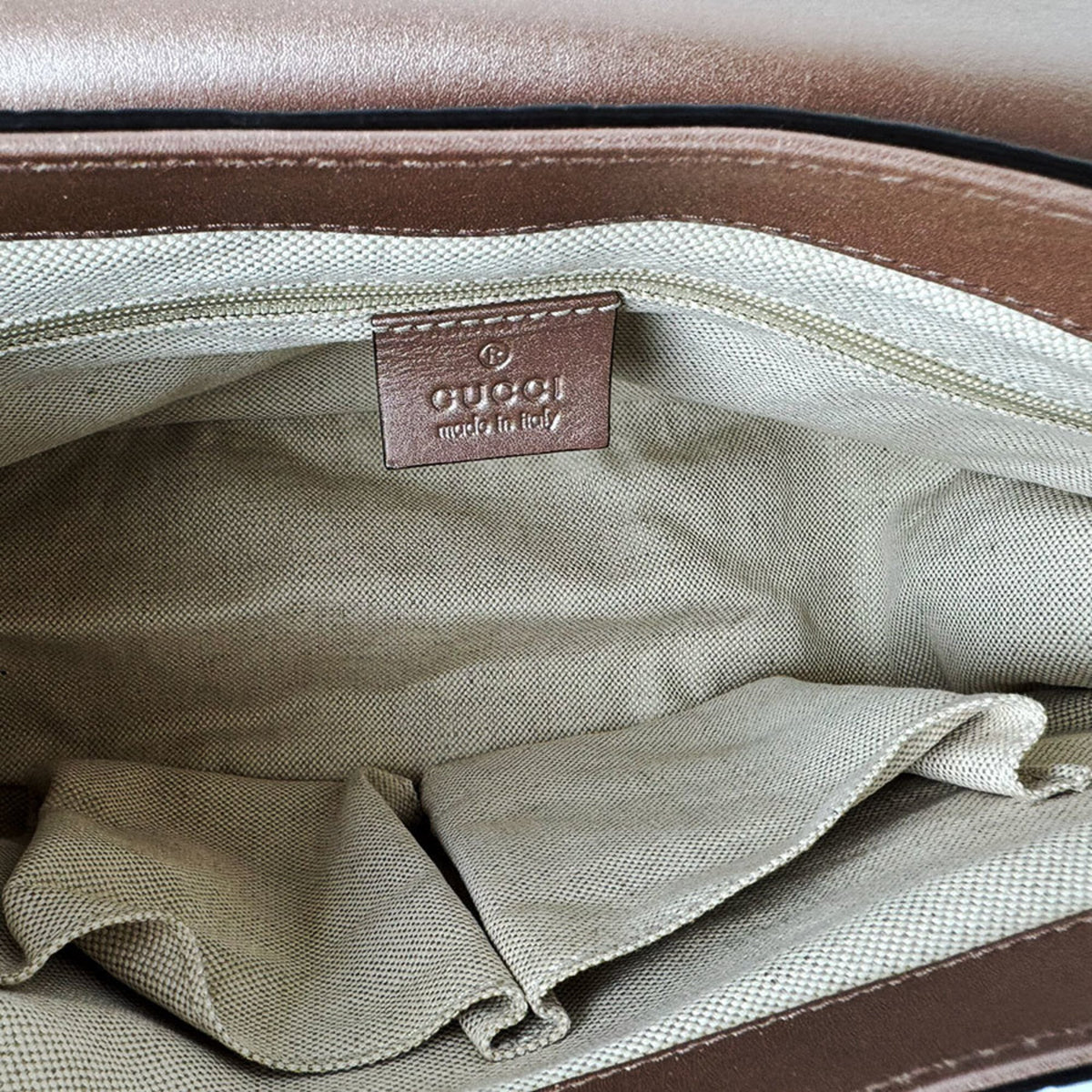 Gucci Metallic Beige Metallic Pink Pink Beige Leather Shoulder Bag (Pre-Owned)