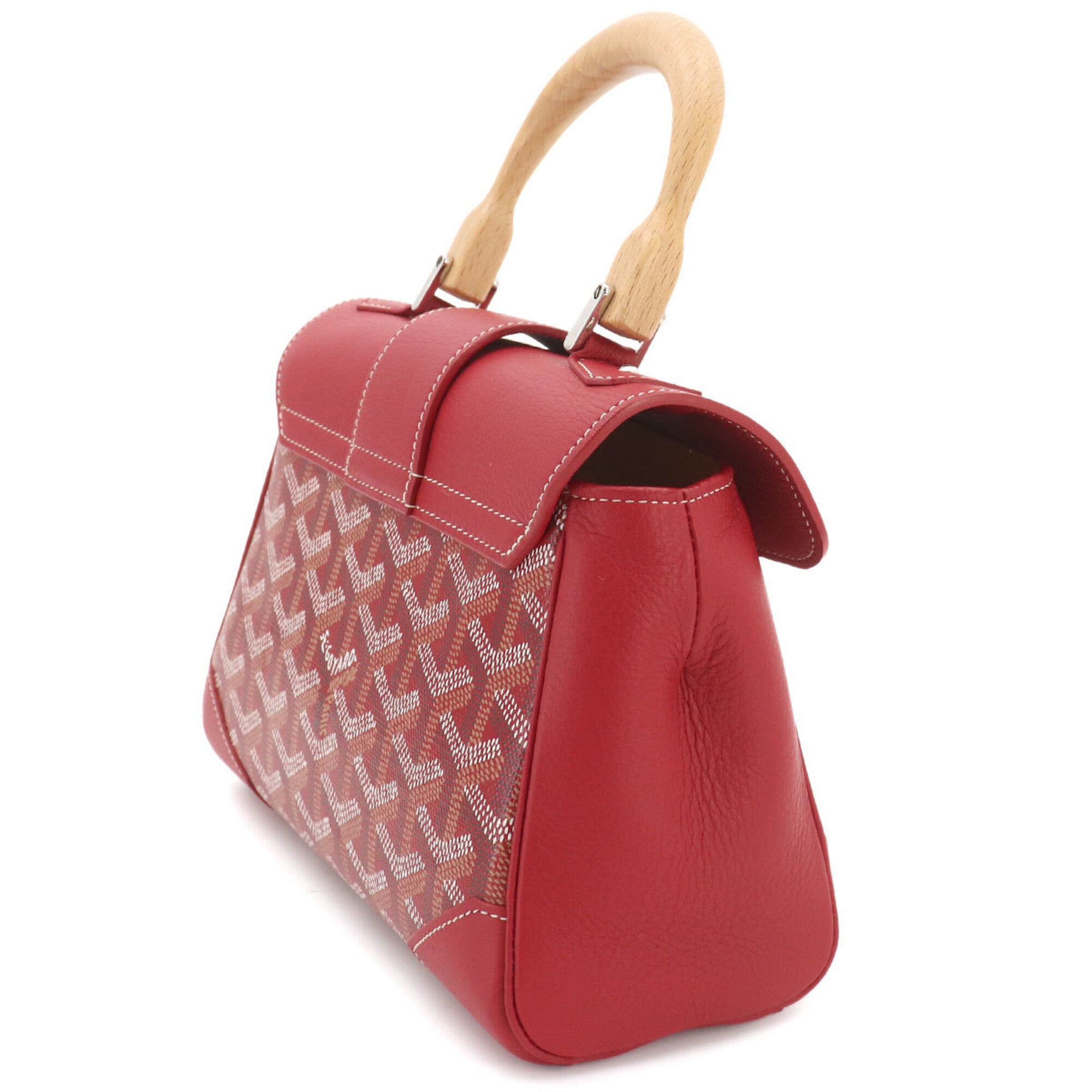 Goyard Red Color Pvc Wood Handbag (Pre-Owned)