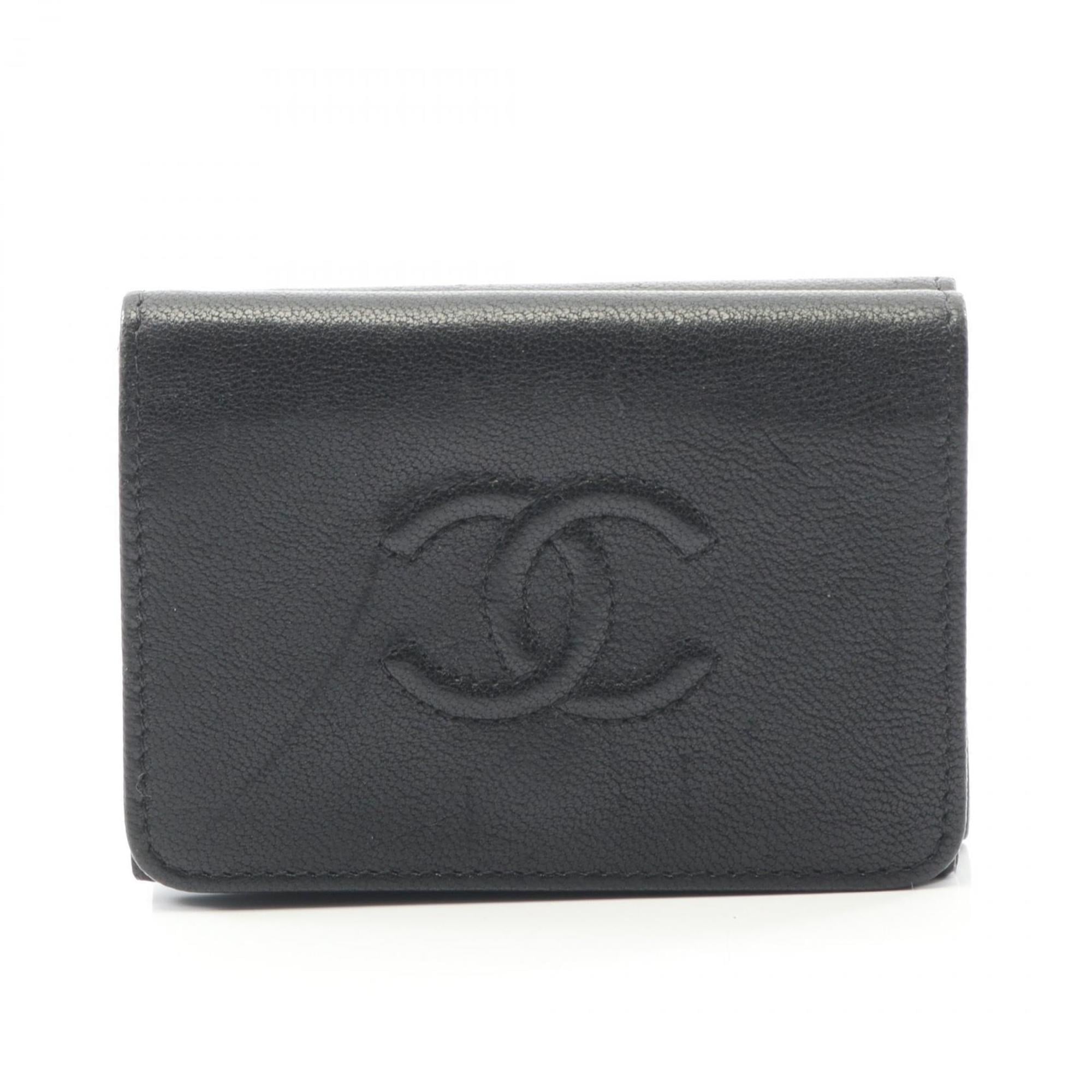 Chanel Black Leather Wallet (Tri-Fold) (Pre-Owned)