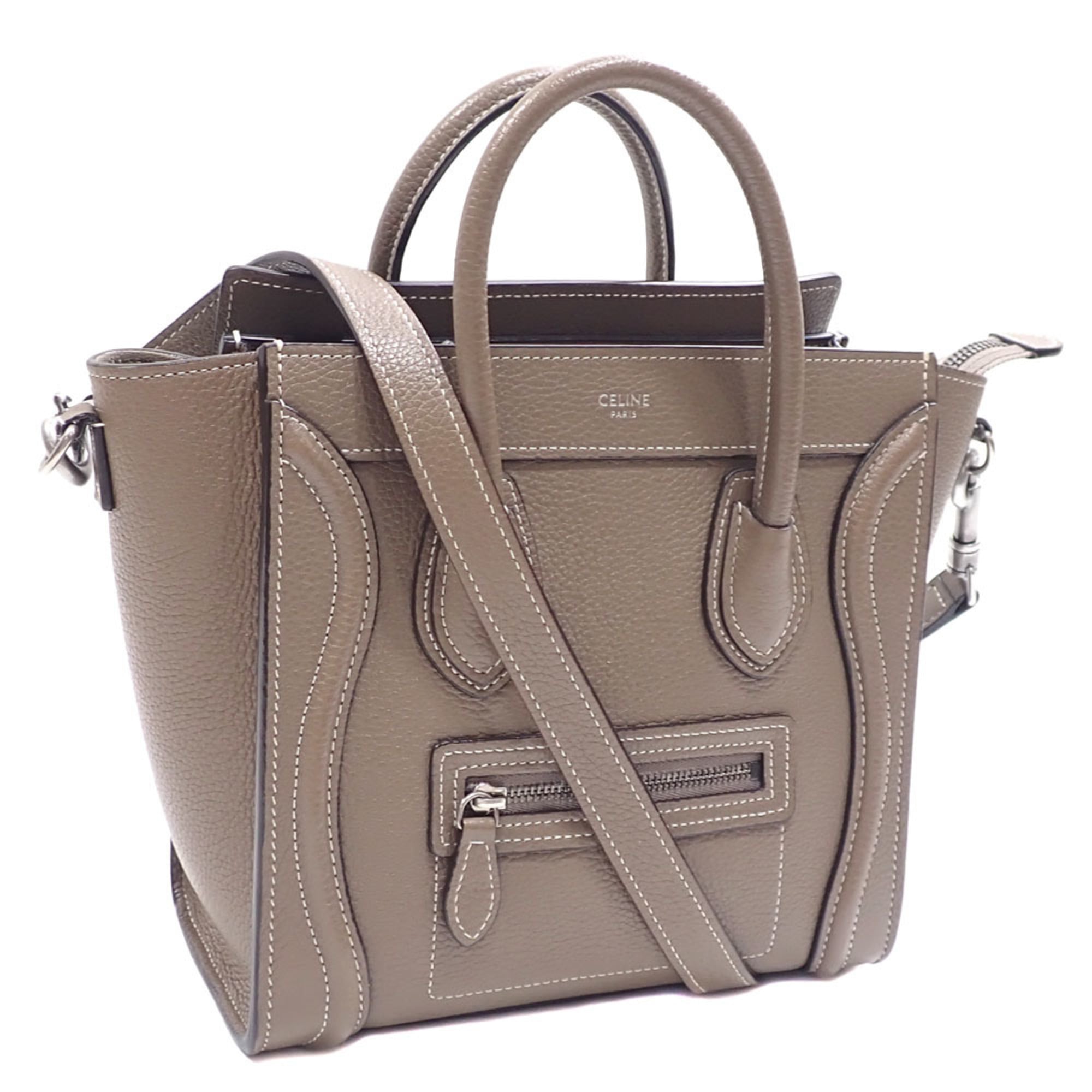 Celine Luggage Grayish Leather Handbag (Pre-Owned)
