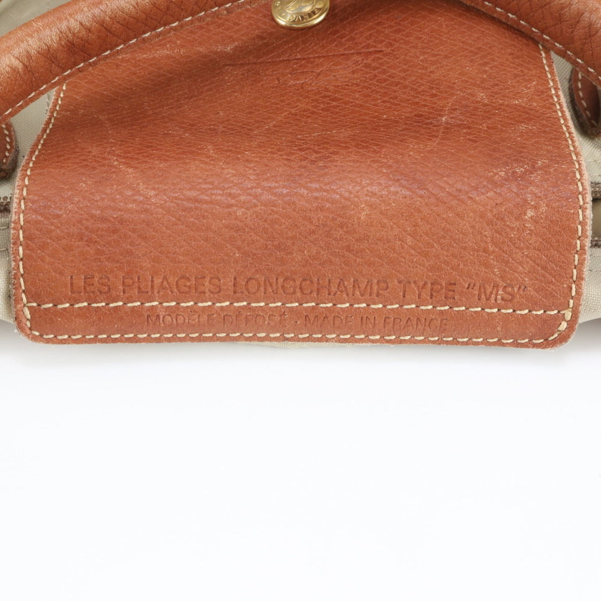 Longchamp Beige Leather Nylon Shoulder Bag Tote Bag (Pre-Owned)