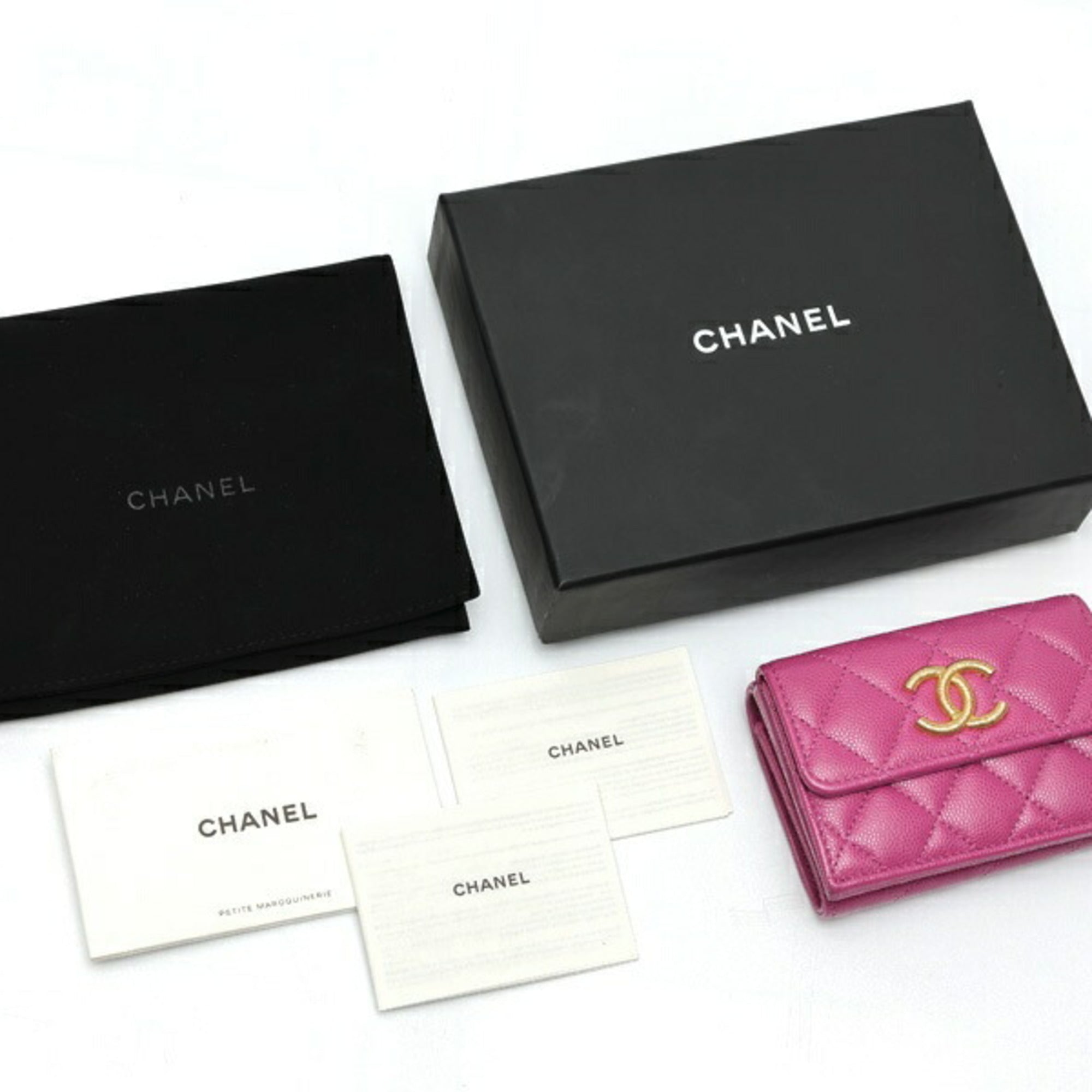 Chanel Purple Grained Calfskin Wallet (Tri-Fold) (Pre-Owned)