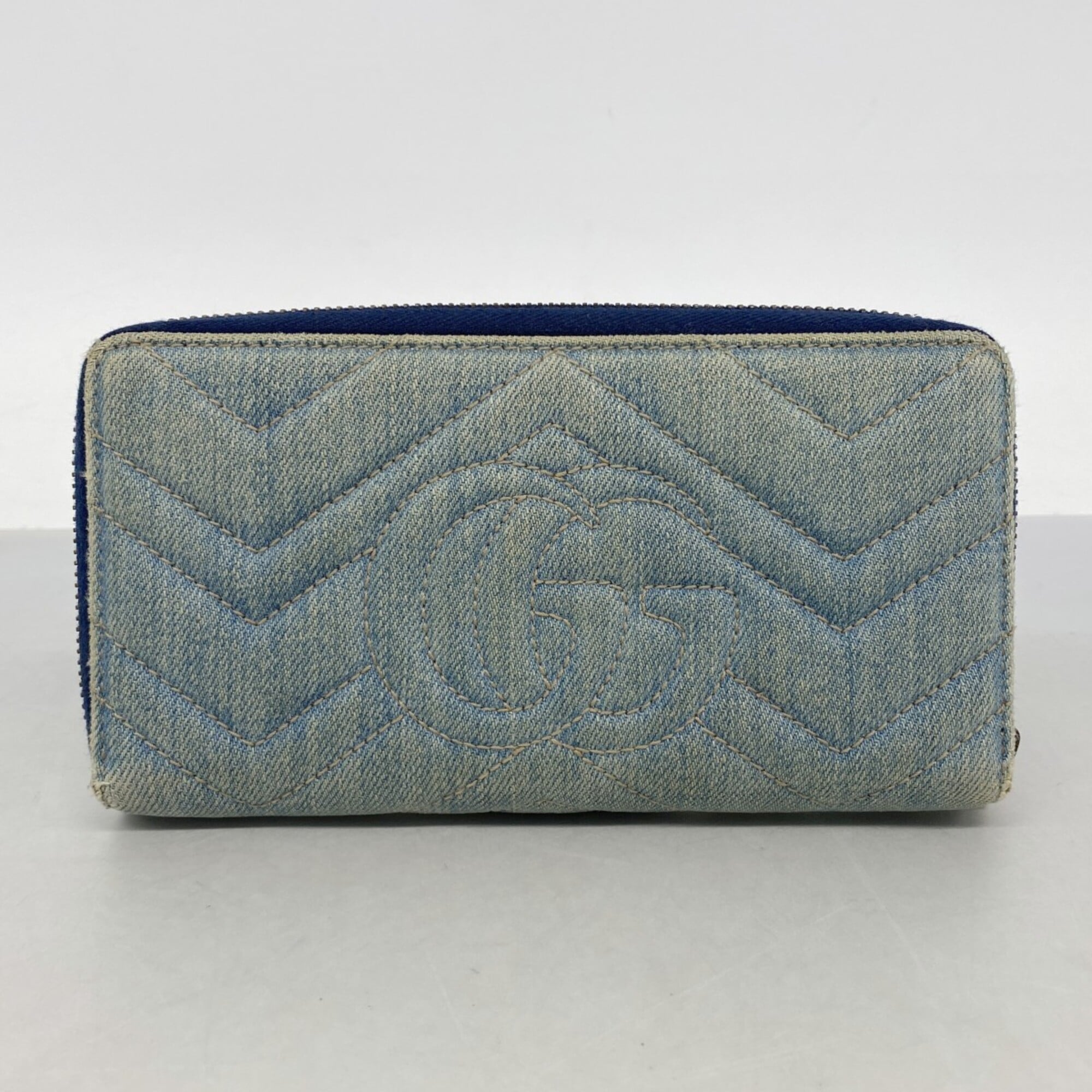 Gucci Blue Denim Long Wallet (Bi-Fold) (Pre-Owned)