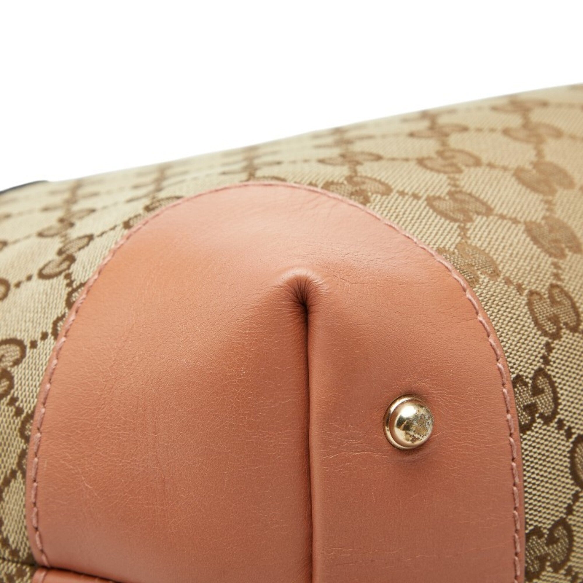 Gucci Beige Orange Canvas Leather Handbag Shoulder Bag (Pre-Owned)