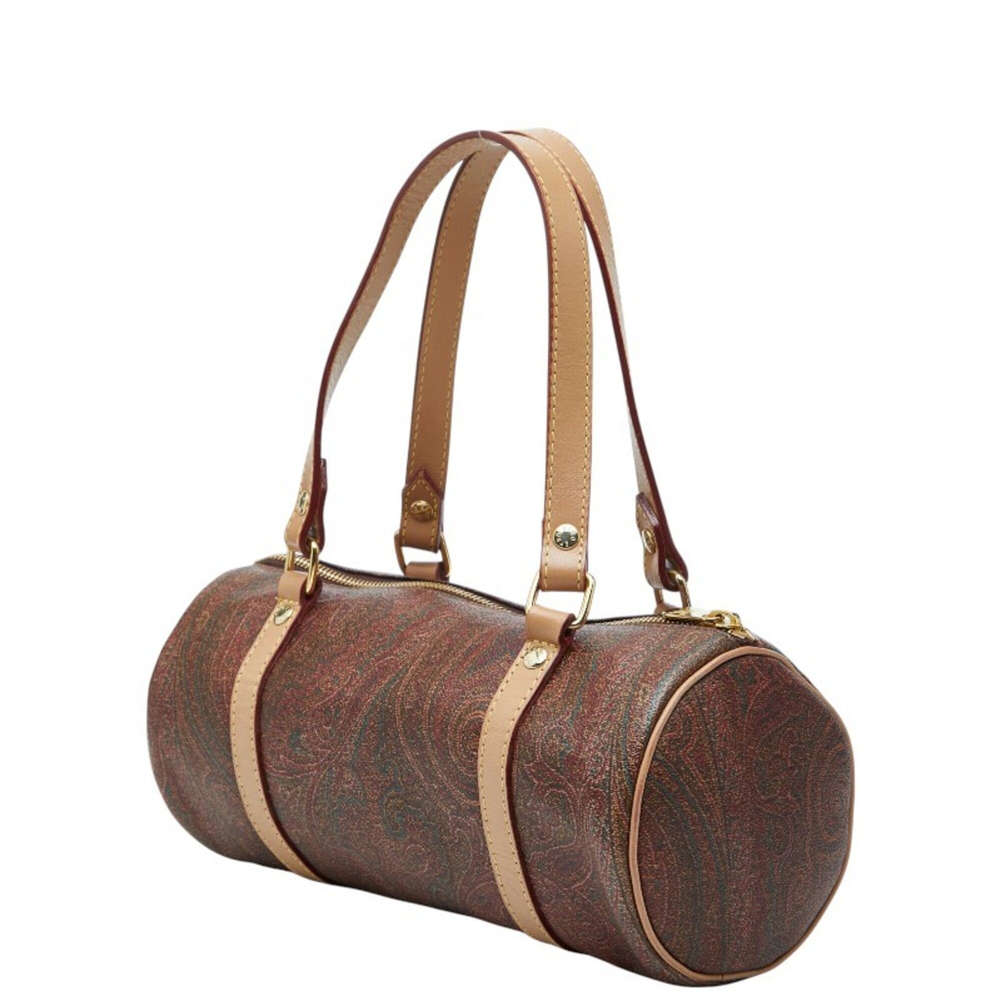 Etro Beige Red Color Pvc Leather Boston Bag Handbag (Pre-Owned)