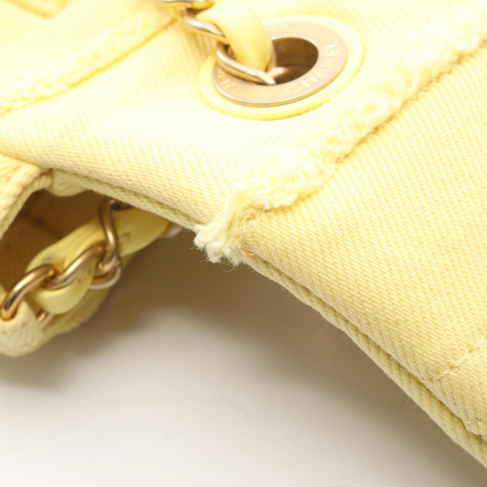 Chanel Yellow Denim Handbag Shoulder Bag (Pre-Owned)
